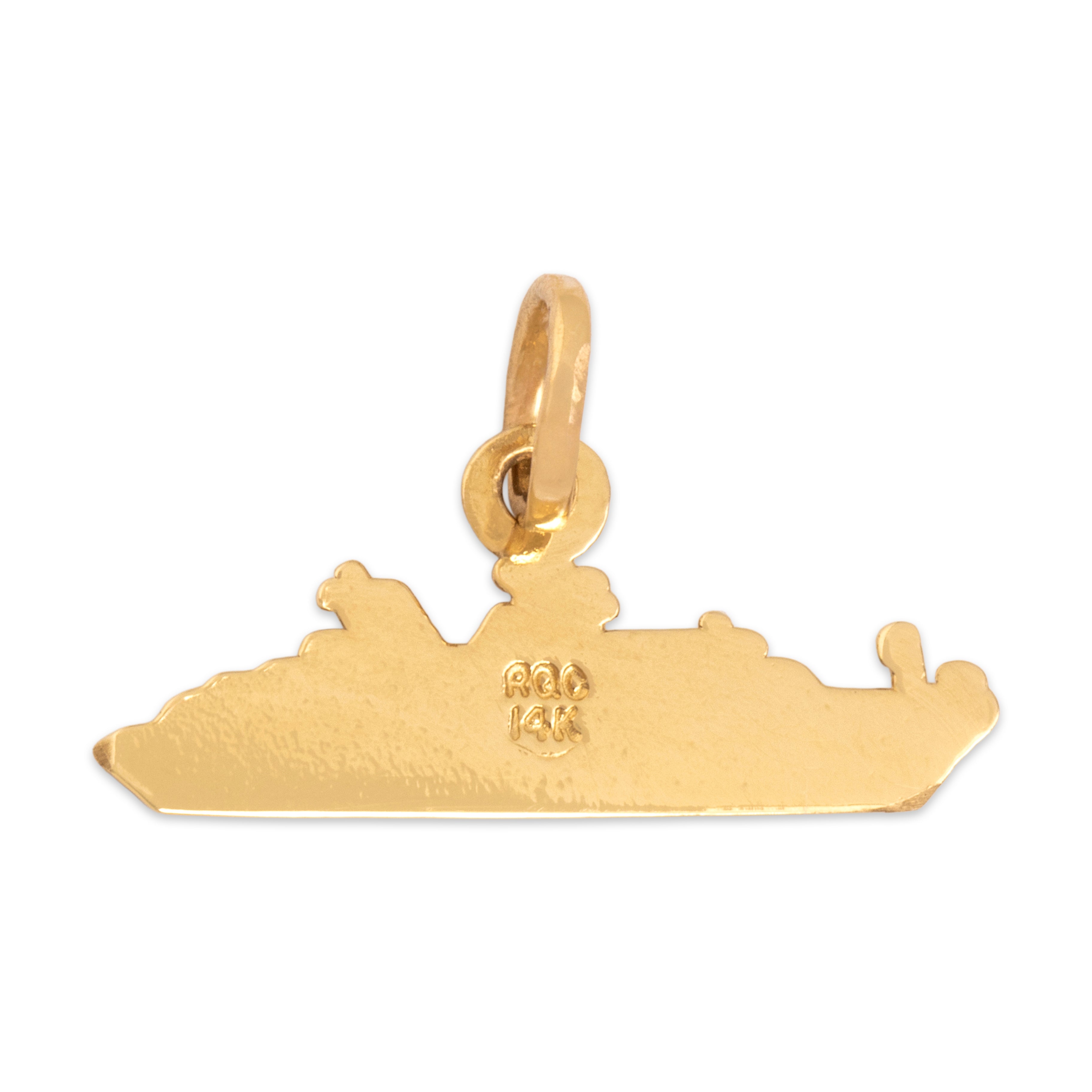 Vintage Small 14k Yellow Gold Intricate Ocean Liner Charm / Pendant - Back view