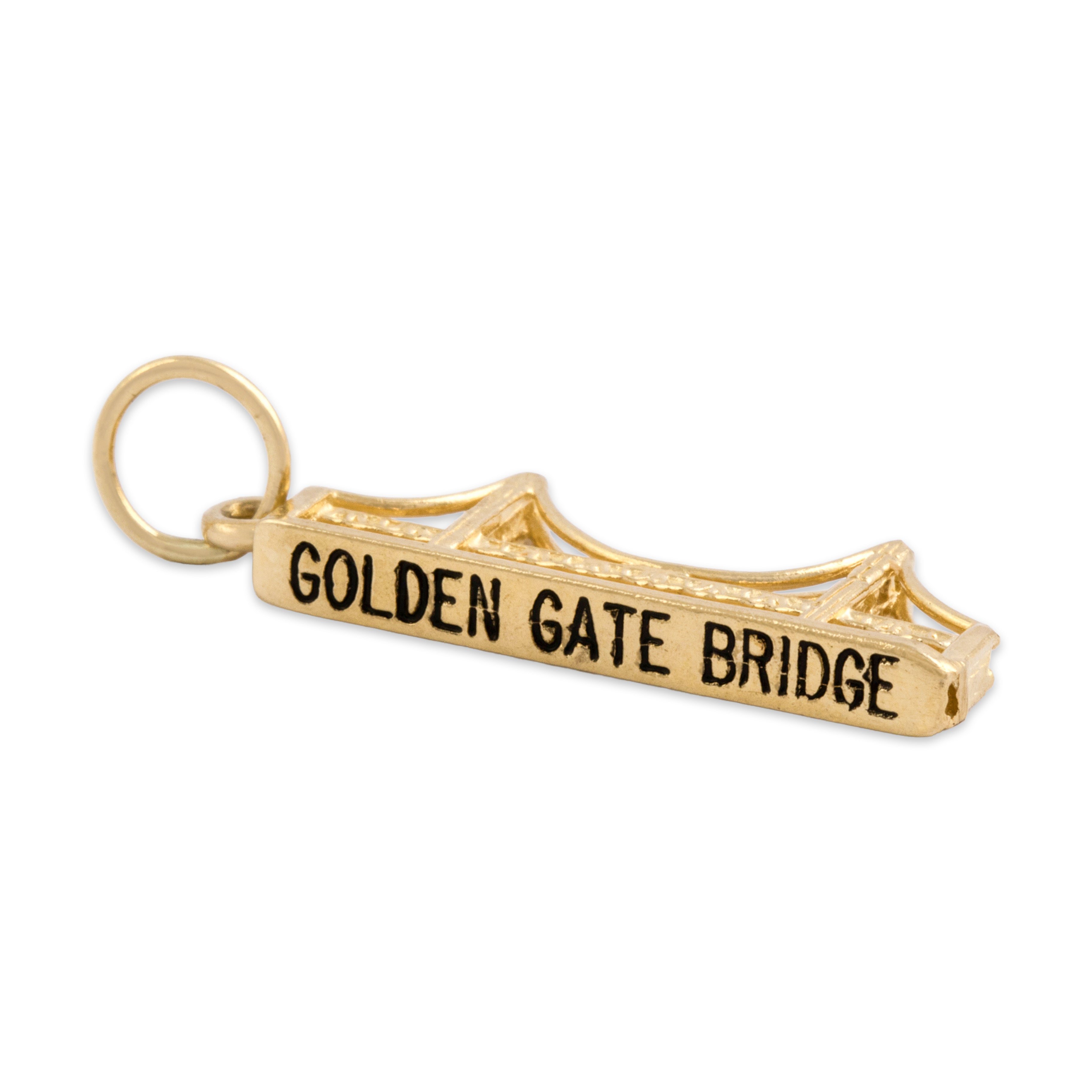 Vintage 14k Yellow Gold Textured Golden Gate Bridge Charm / Pendant - detail view #3