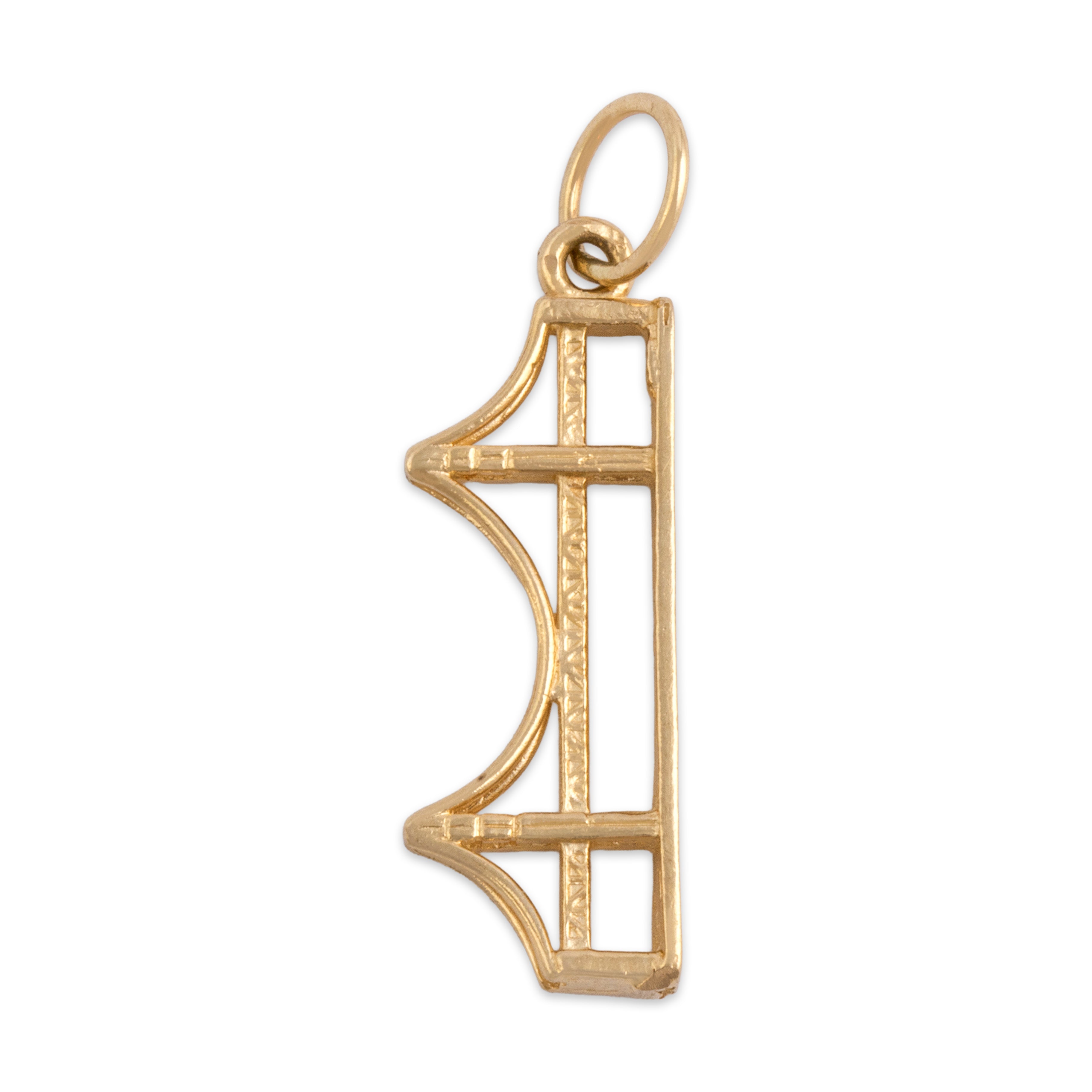 Vintage 14k Yellow Gold Textured Golden Gate Bridge Charm / Pendant - detail view #1