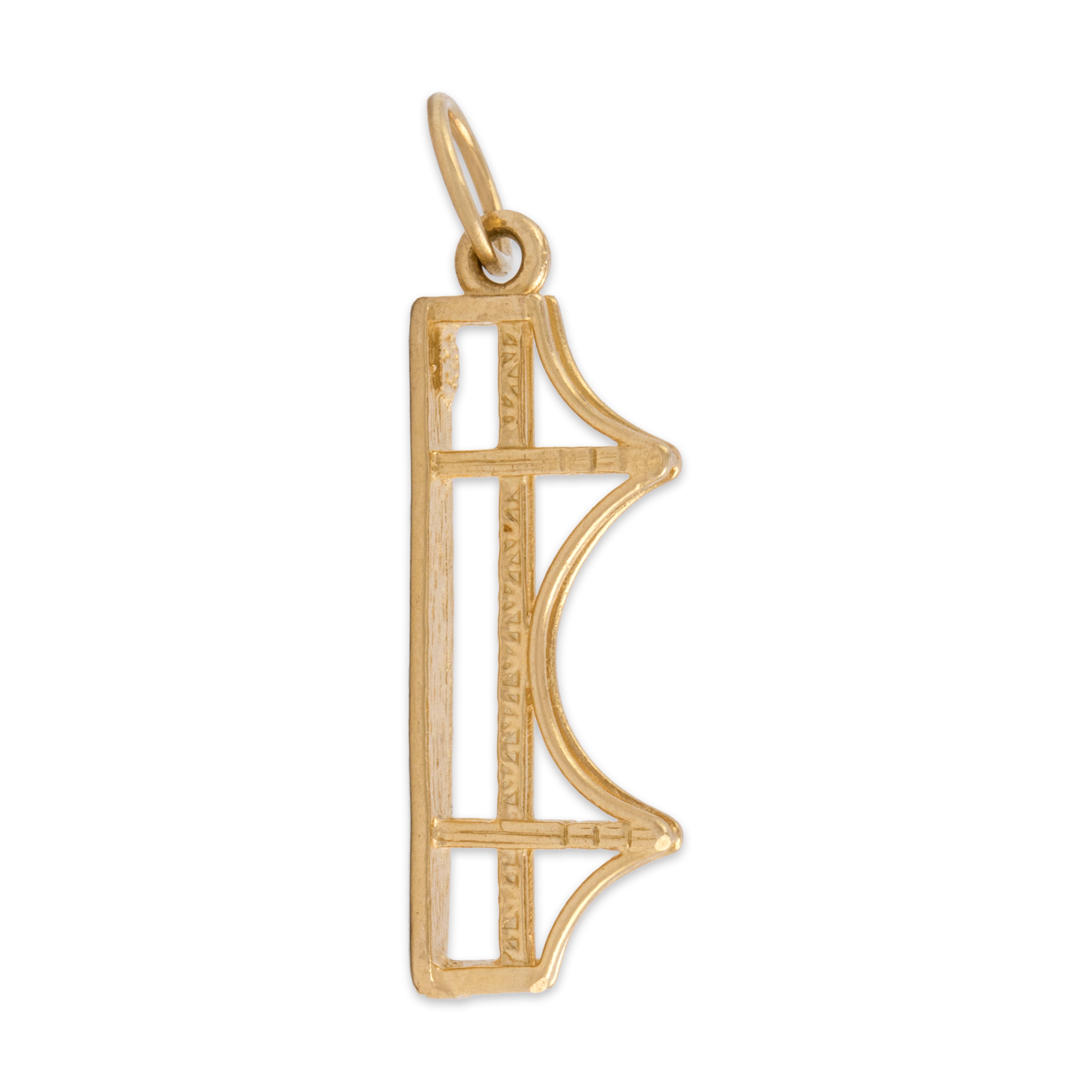 Vintage 14k Yellow Gold Textured Golden Gate Bridge Charm / Pendant - detail view #2