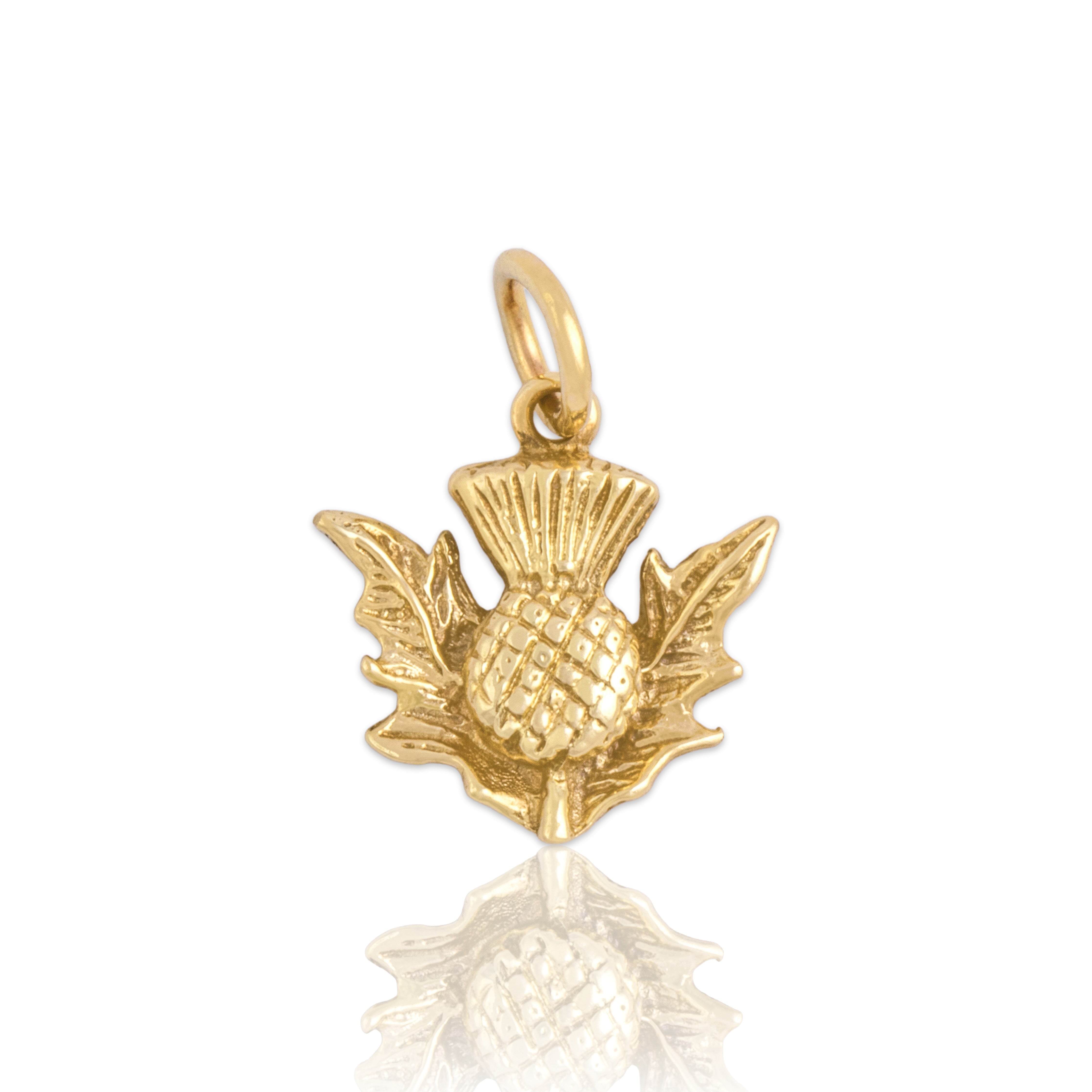 Vintage Scottish Small 9k Yellow Gold Detailed Thistle Charm / Pendant