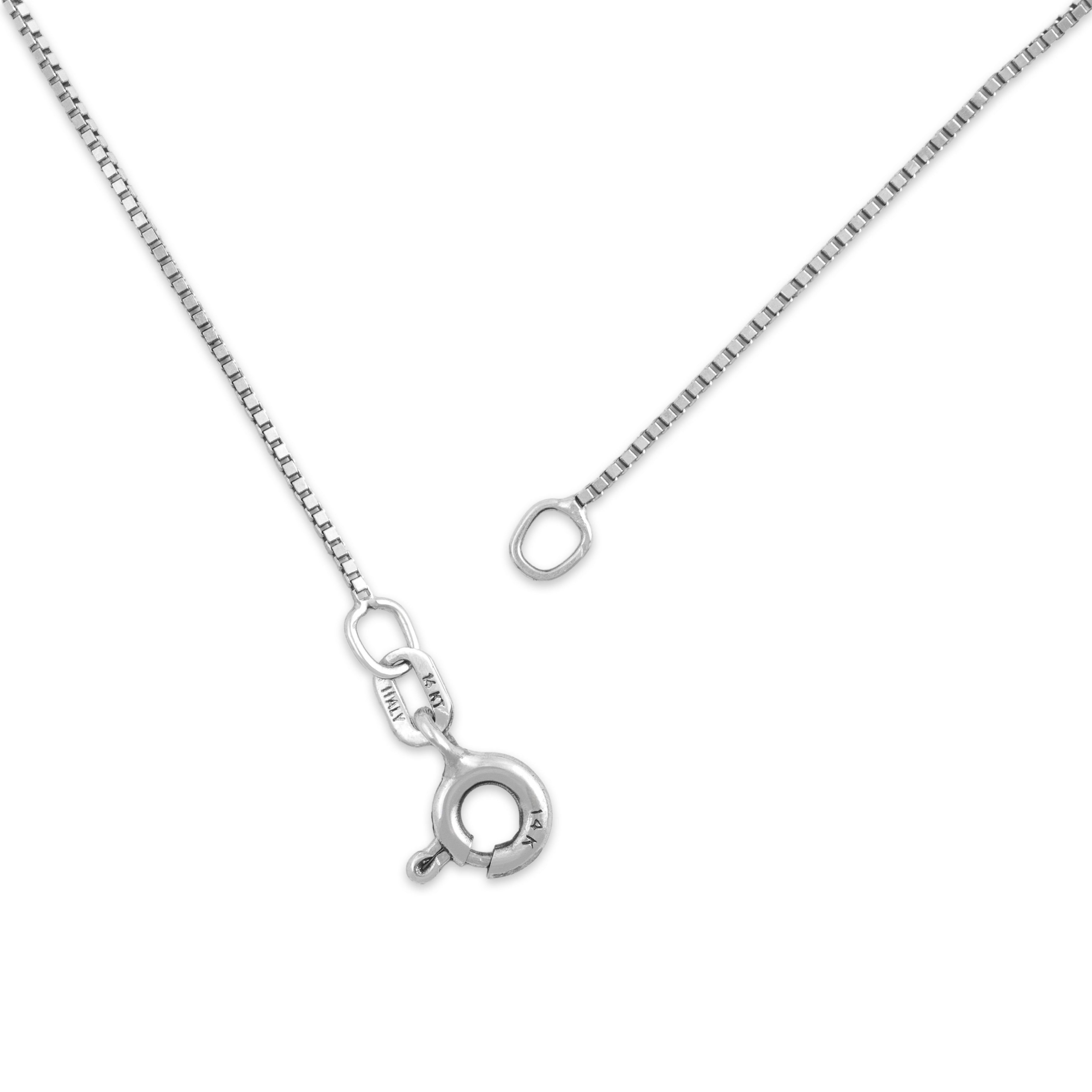 Vintage Italian 14k White Gold .75mm Glittering Box Chain - clasp view