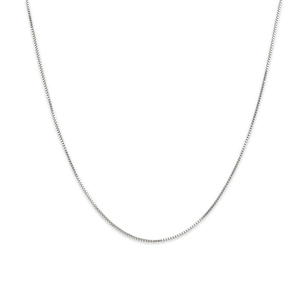 Vintage Italian 14k White Gold .75mm Simple Sleek Box Chain 16.25