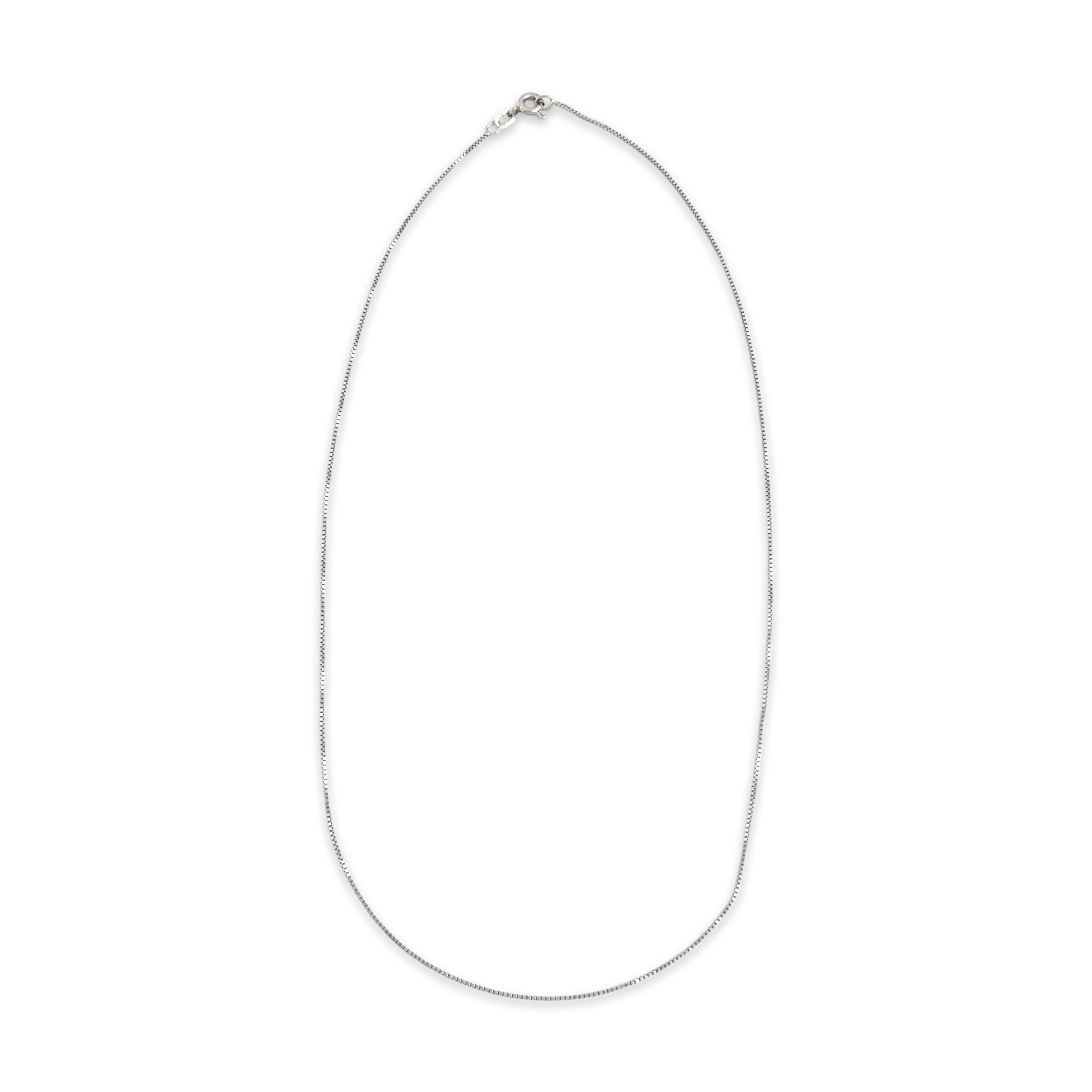 Vintage Italian 14k White Gold .75mm Simple Sleek Box Chain - Overall view