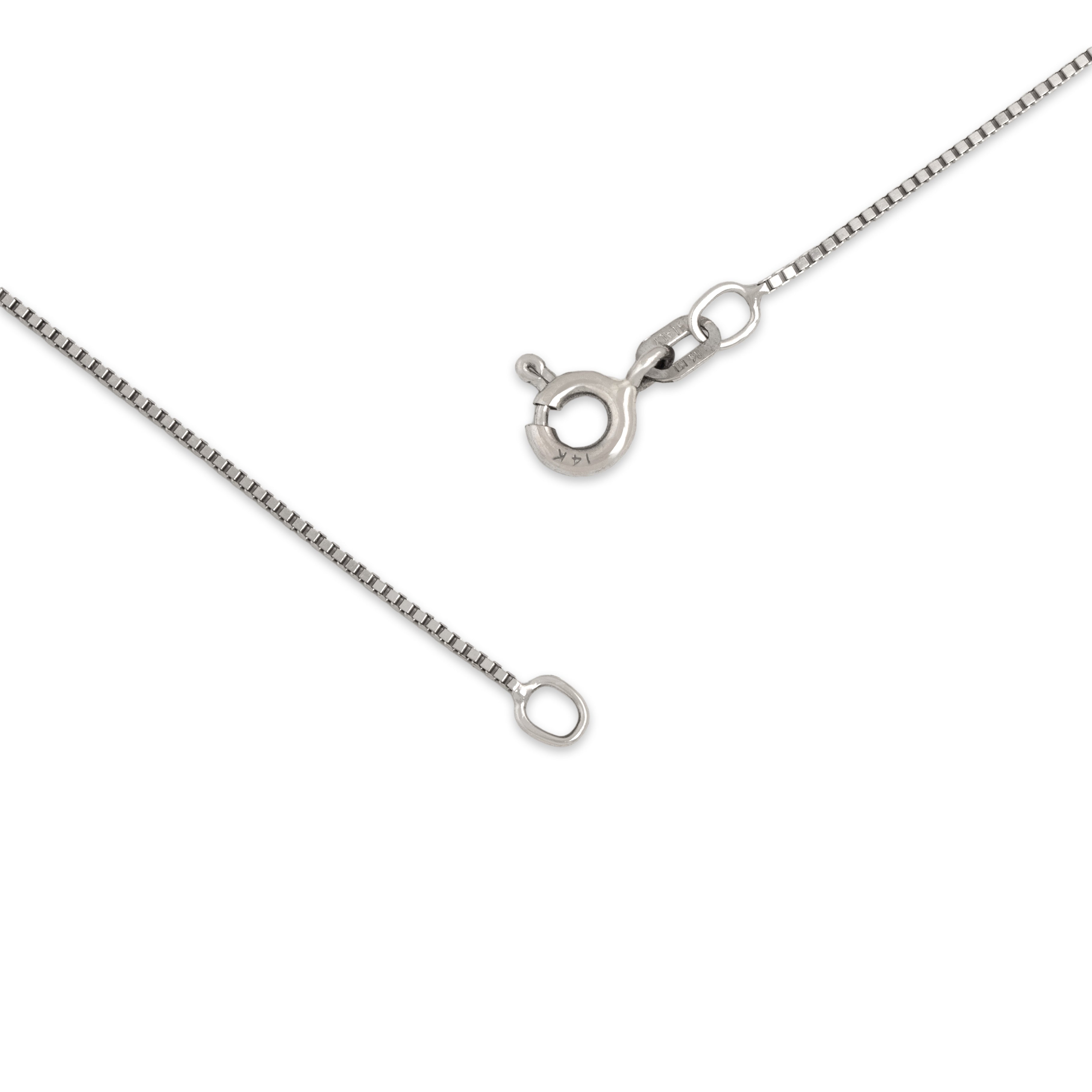 Vintage Italian 14k White Gold .75mm Simple Sleek Box Chain - clasp view