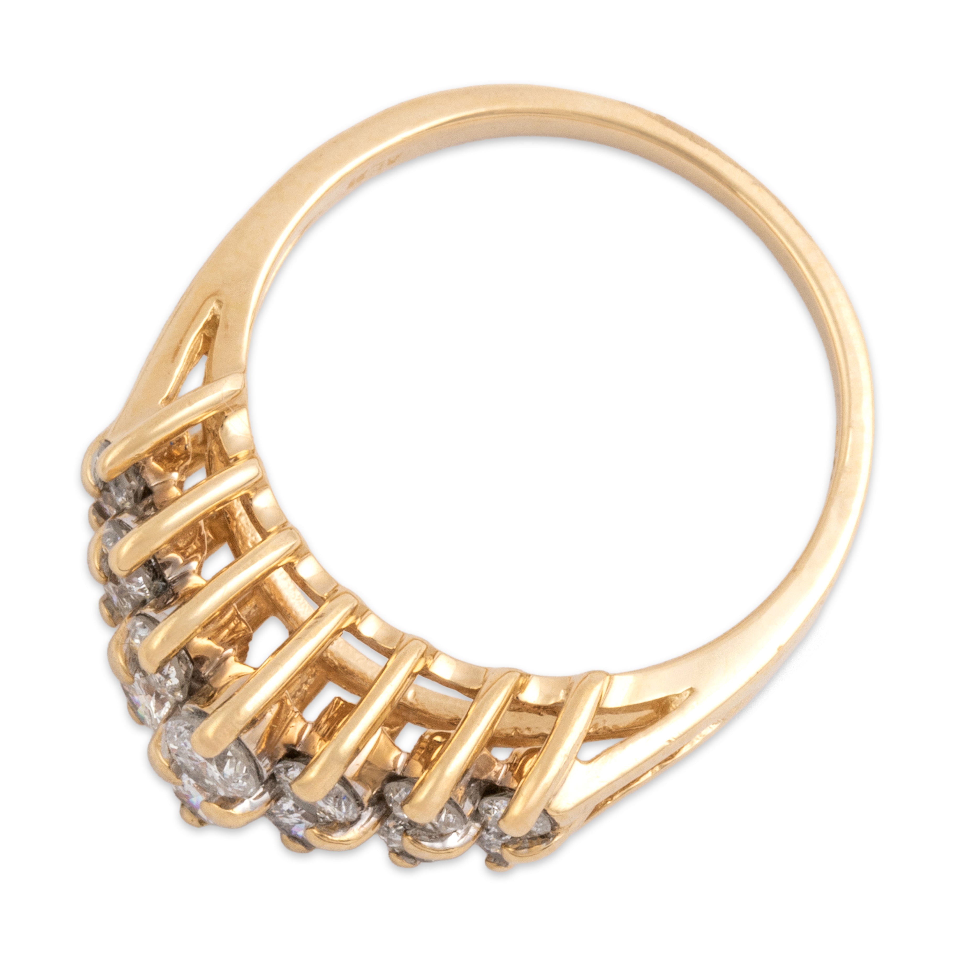 Vintage 14k Yellow Gold .8cttw Diamond Sparkling Graduated Double Row Ring - Overall view