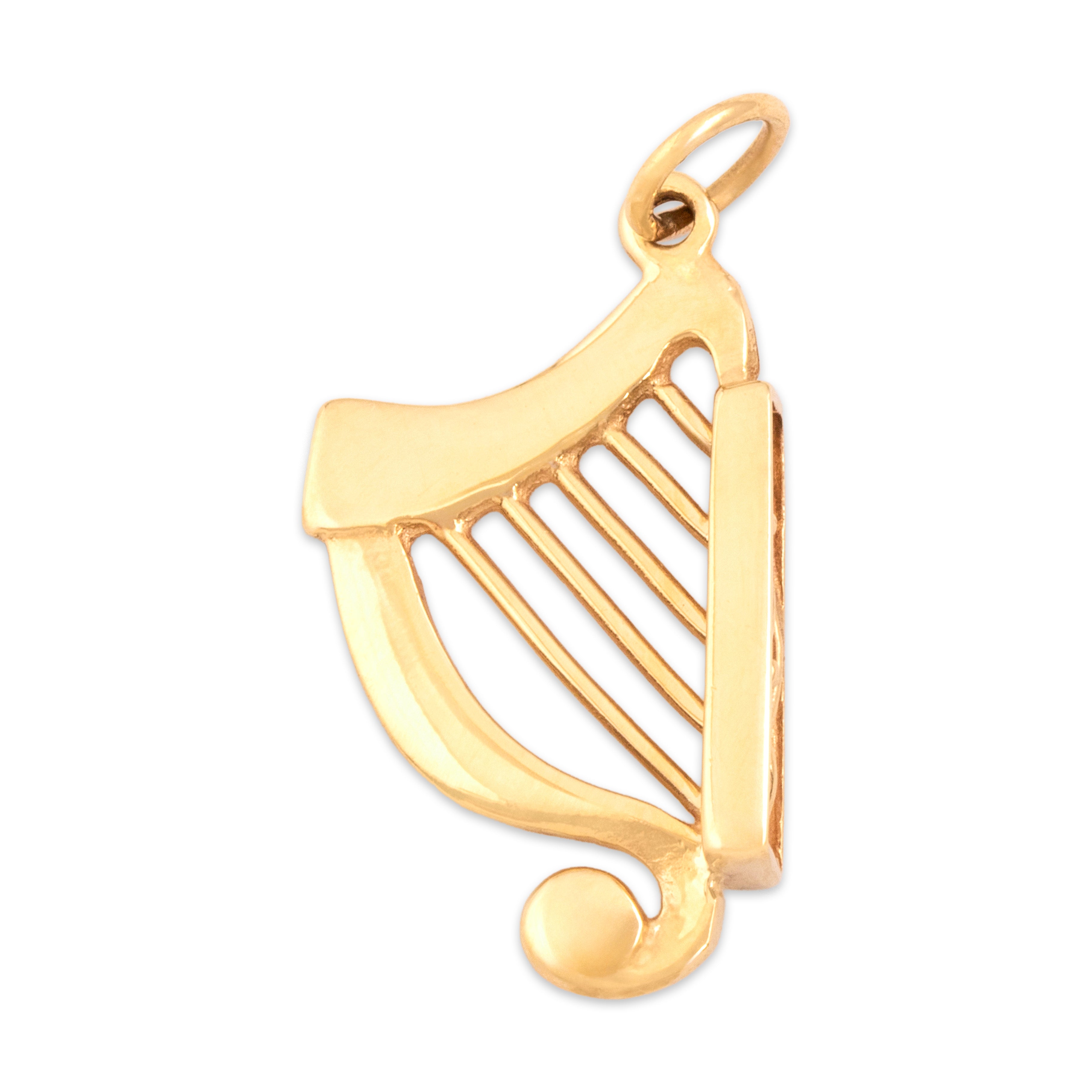 Vintage Irish 10k Yellow Gold Celtic Trinity Knot Harp Charm / Pendant