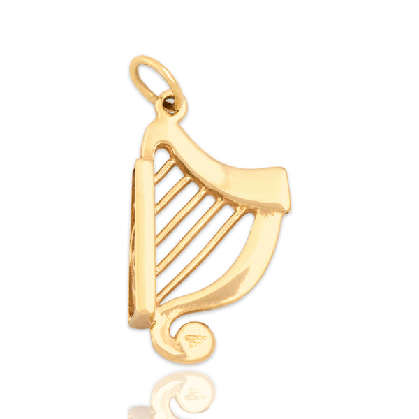 Vintage Irish 10k Yellow Gold Celtic Trinity Knot Harp Charm / Pendant