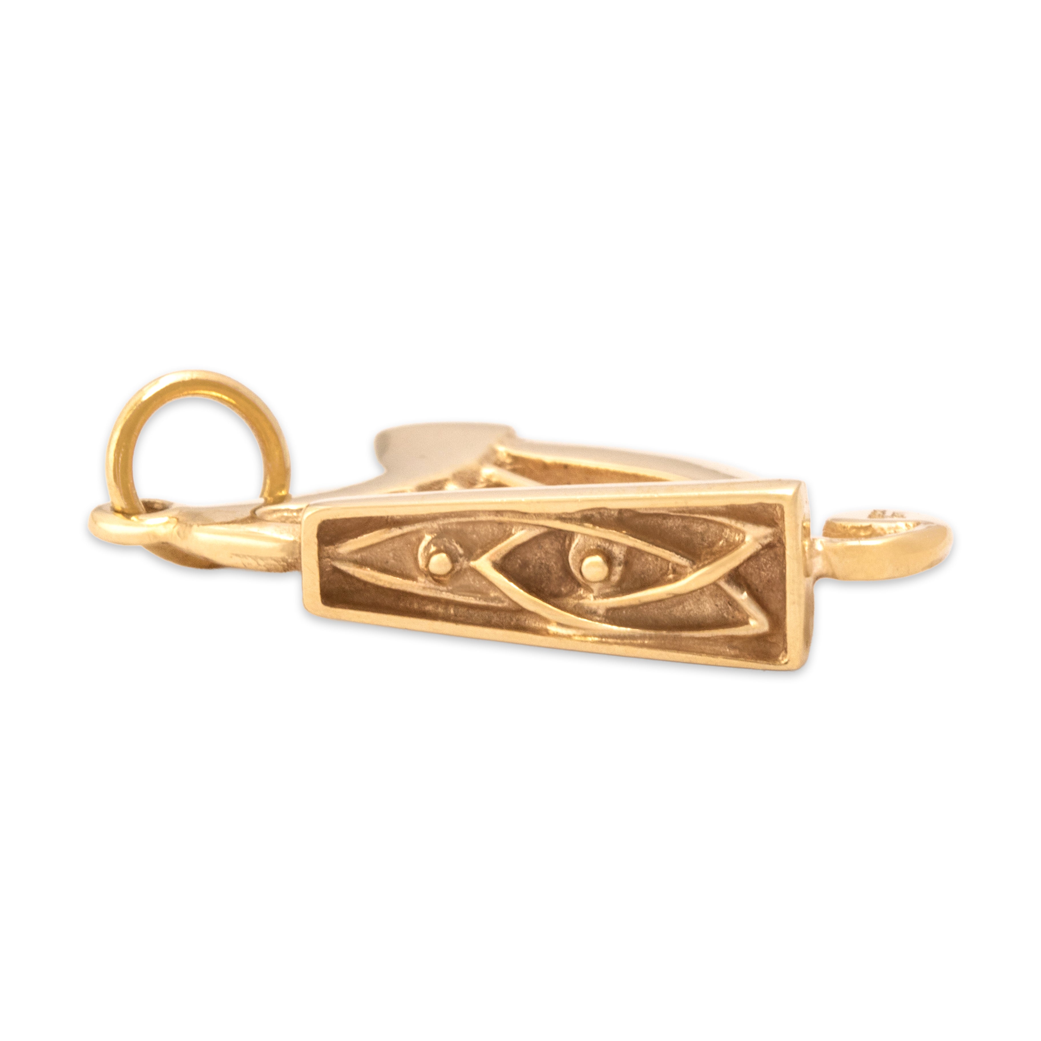 Vintage Irish 10k Yellow Gold Celtic Trinity Knot Harp Charm / Pendant - Side view