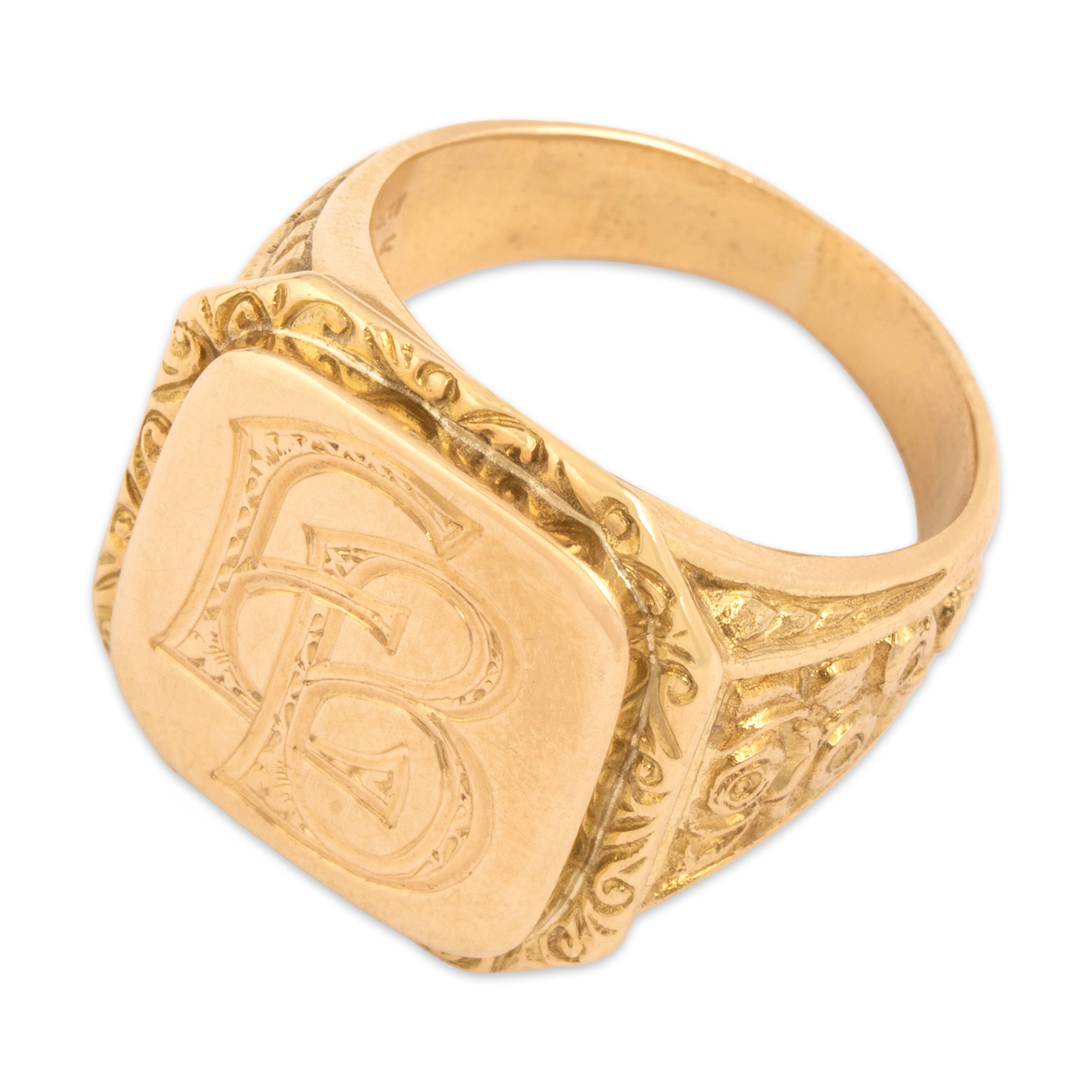 Vintage 14k Yellow Gold Chunky Ornate Monogrammed 