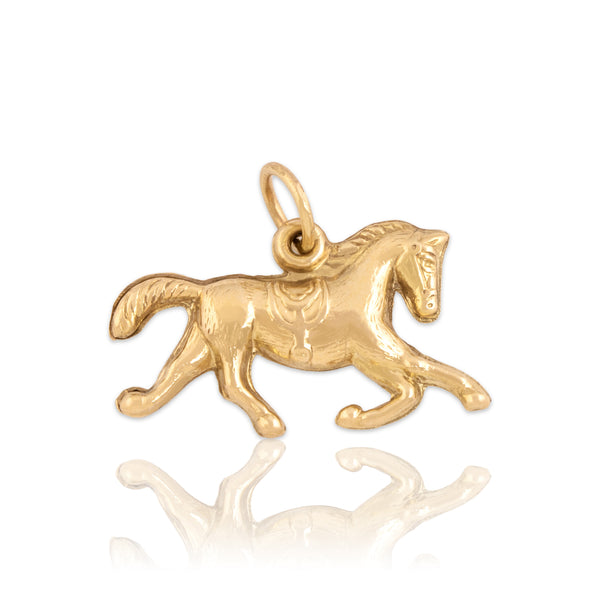 Vintage 14k Yellow Gold Equestrian Trotting Horse Charm / Pendant