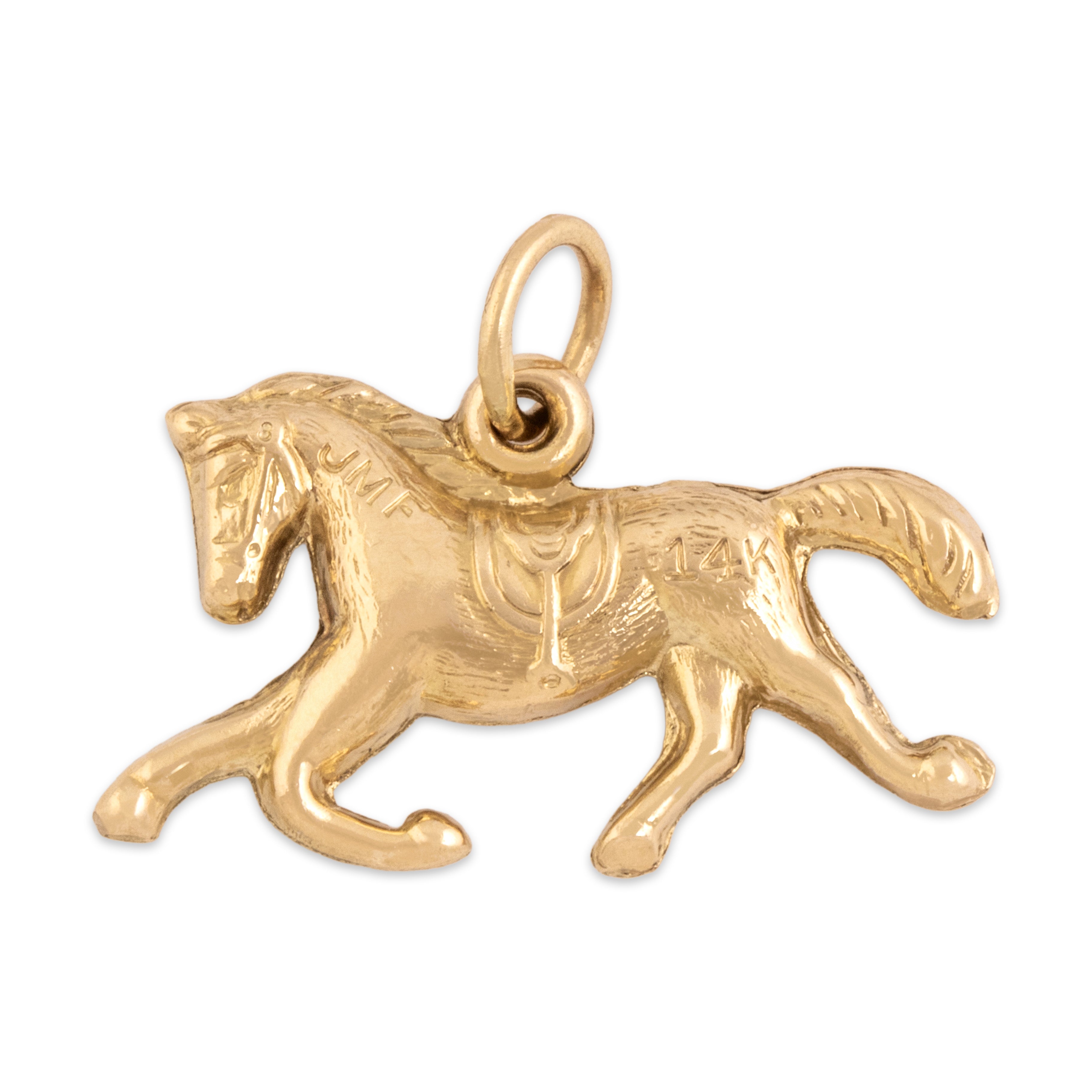 Vintage 14k Yellow Gold Equestrian Trotting Horse Charm / Pendant - Overall view