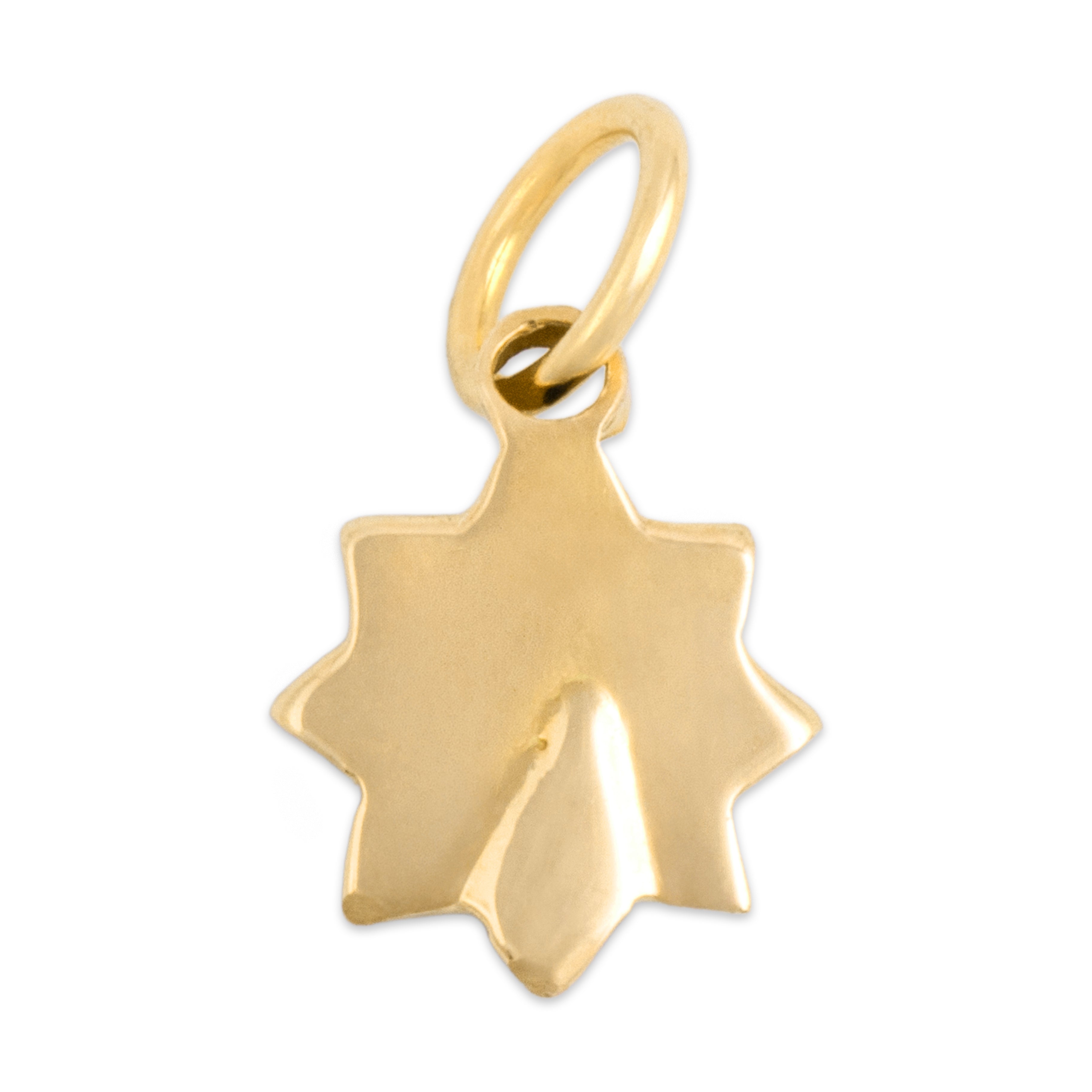 Vintage Small 18k Yellow Gold Delicate Light Blue Enamel Flower Charm / Pendant