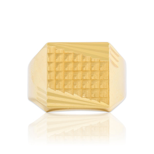 Vintage 14k Yellow Gold Geometric Faceted Pyramid Signet Ring 11.50