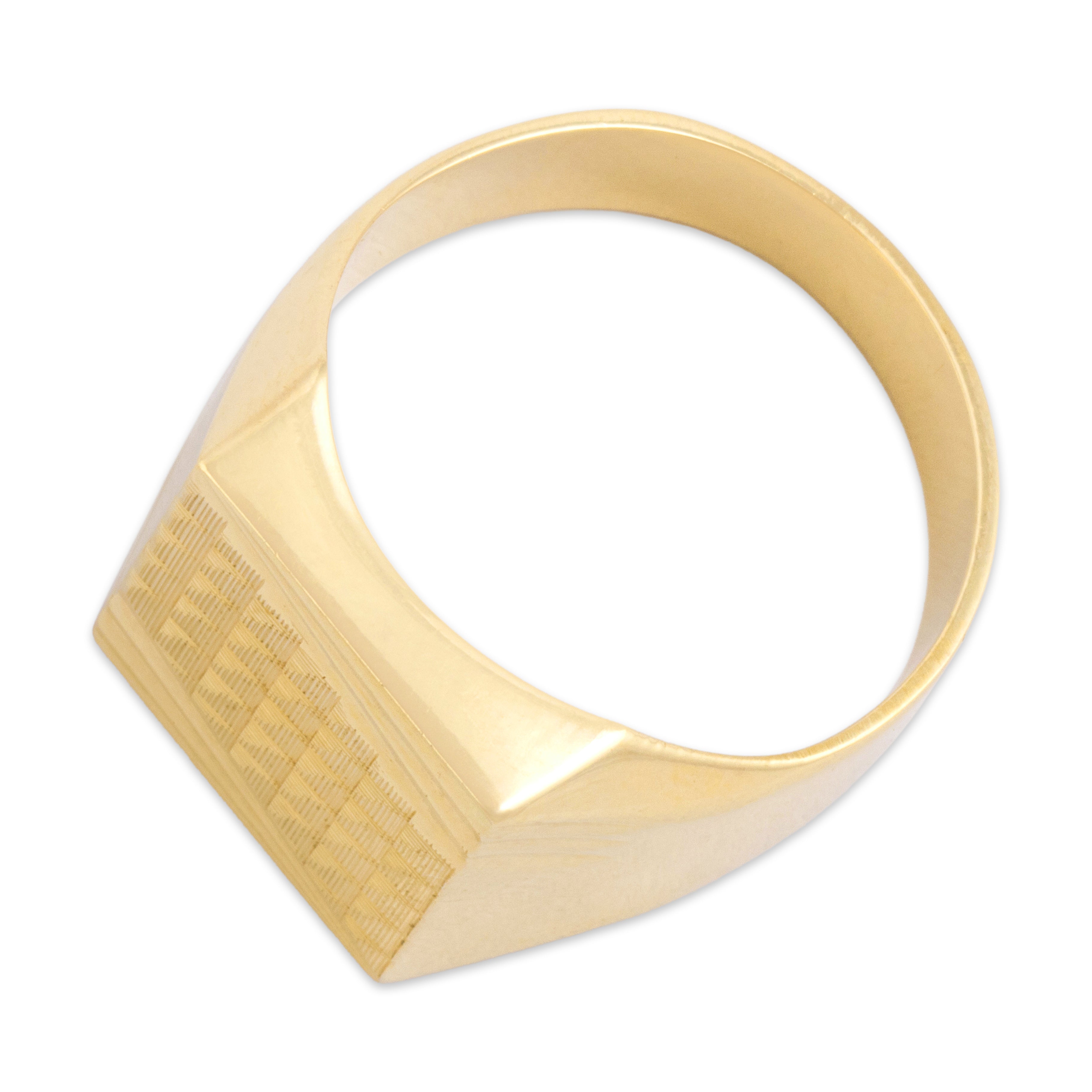 Vintage 14k Yellow Gold Geometric Faceted Pyramid Signet Ring 11.50