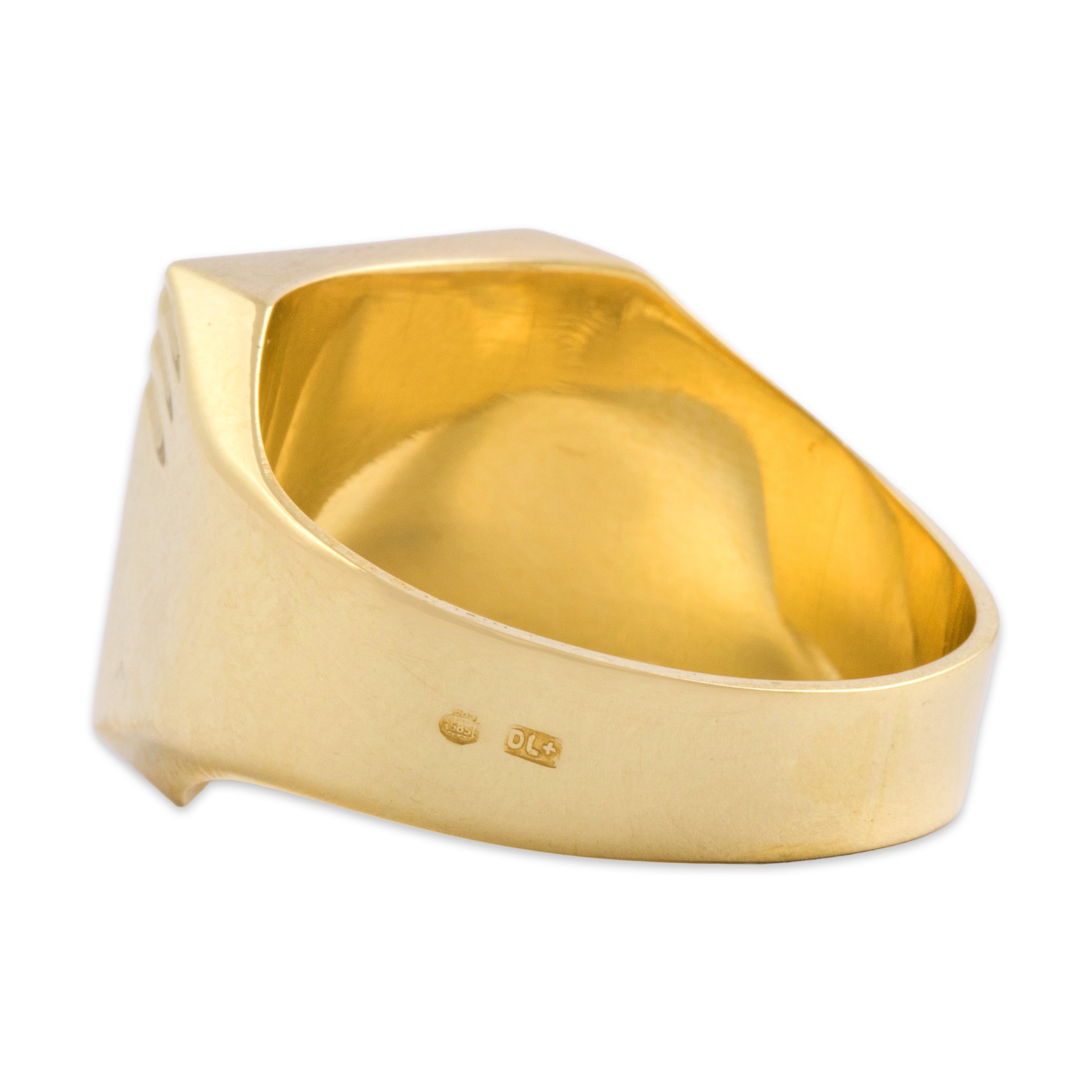 Vintage 14k Yellow Gold Geometric Faceted Pyramid Signet Ring 11.50