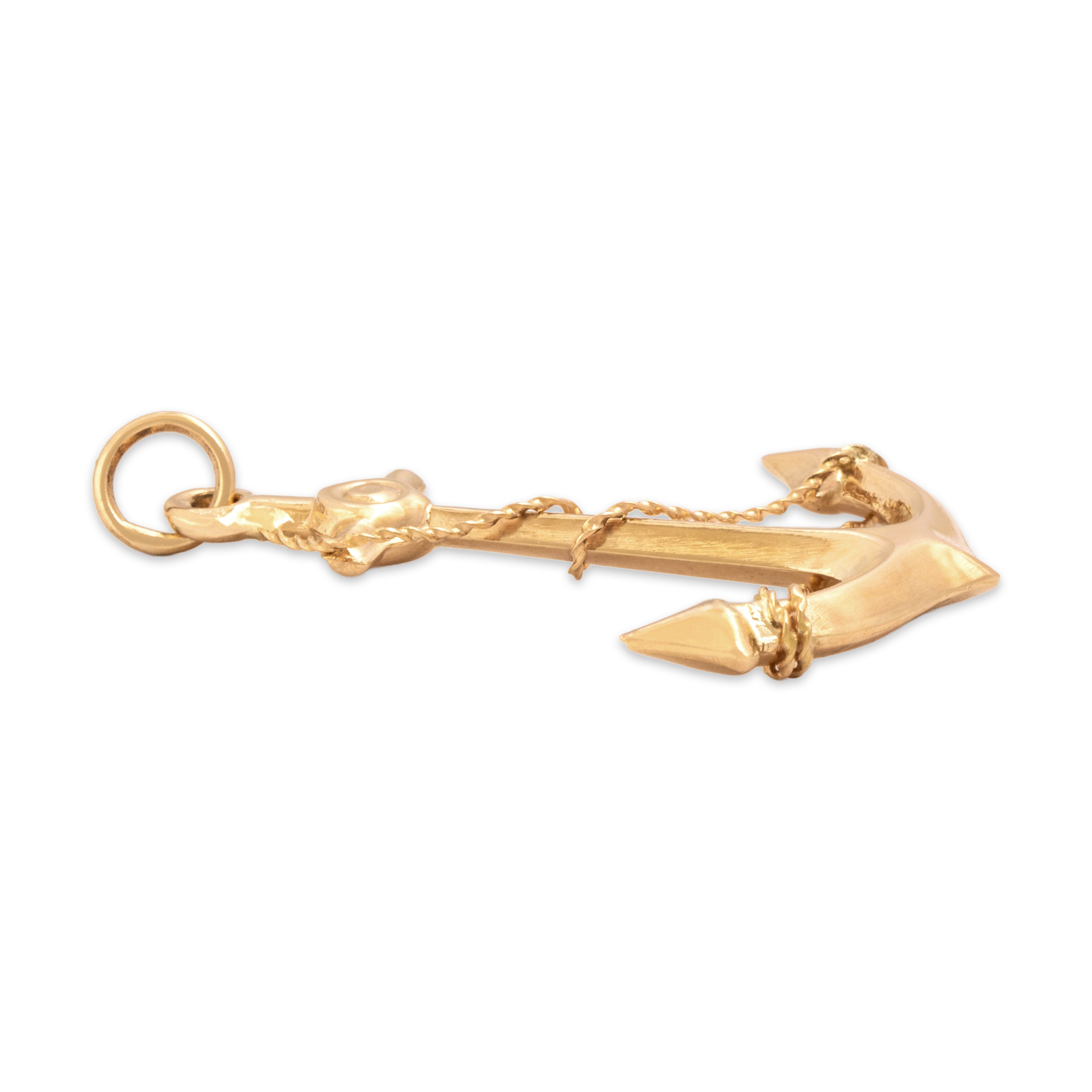 Vintage 14k Rosy Yellow Gold Twisted Rope Anchor Charm / Pendant