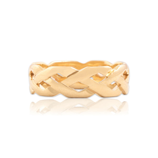 Vintage 14k Yellow Gold Celtic Woven Knot Eternity Band Ring 6.00