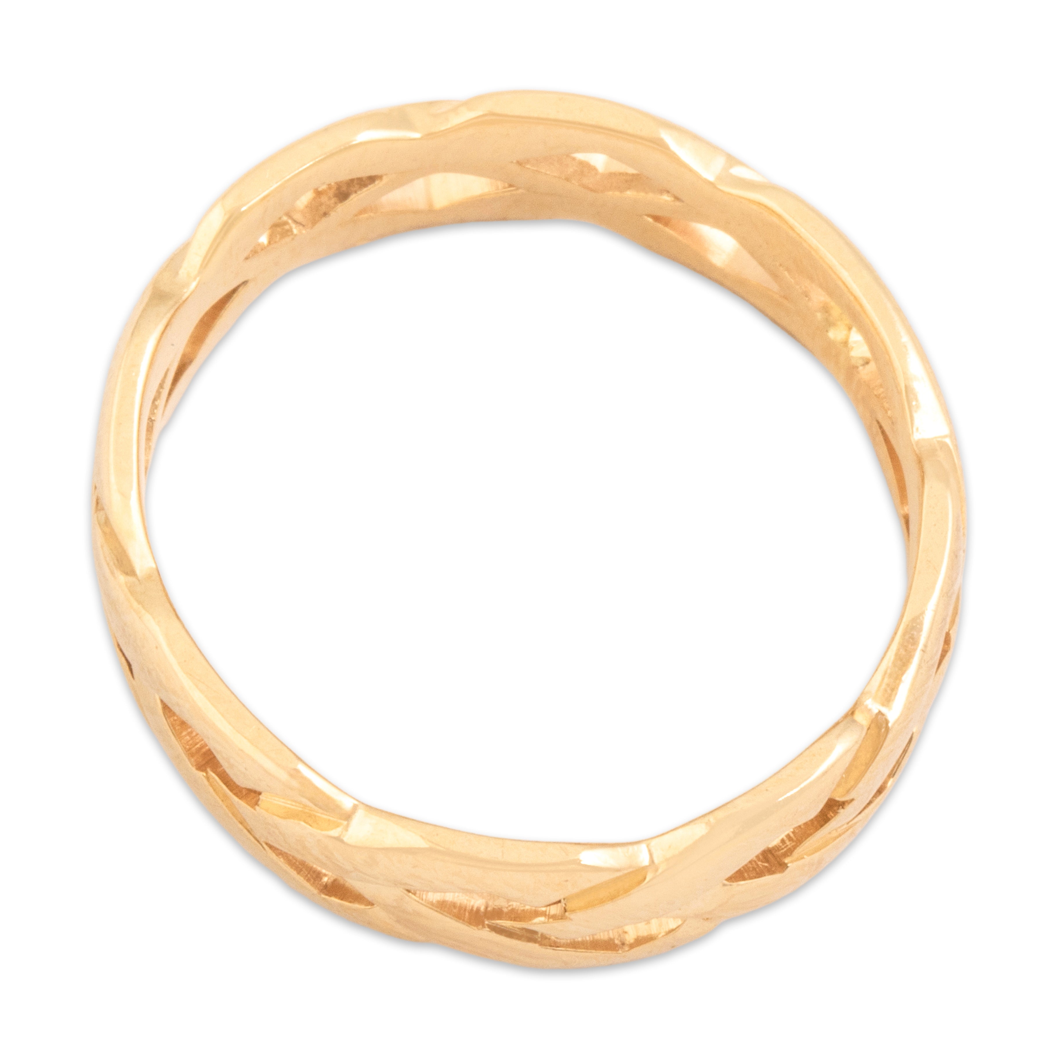Vintage 14k Yellow Gold Celtic Woven Knot Eternity Band Ring - detail view #1