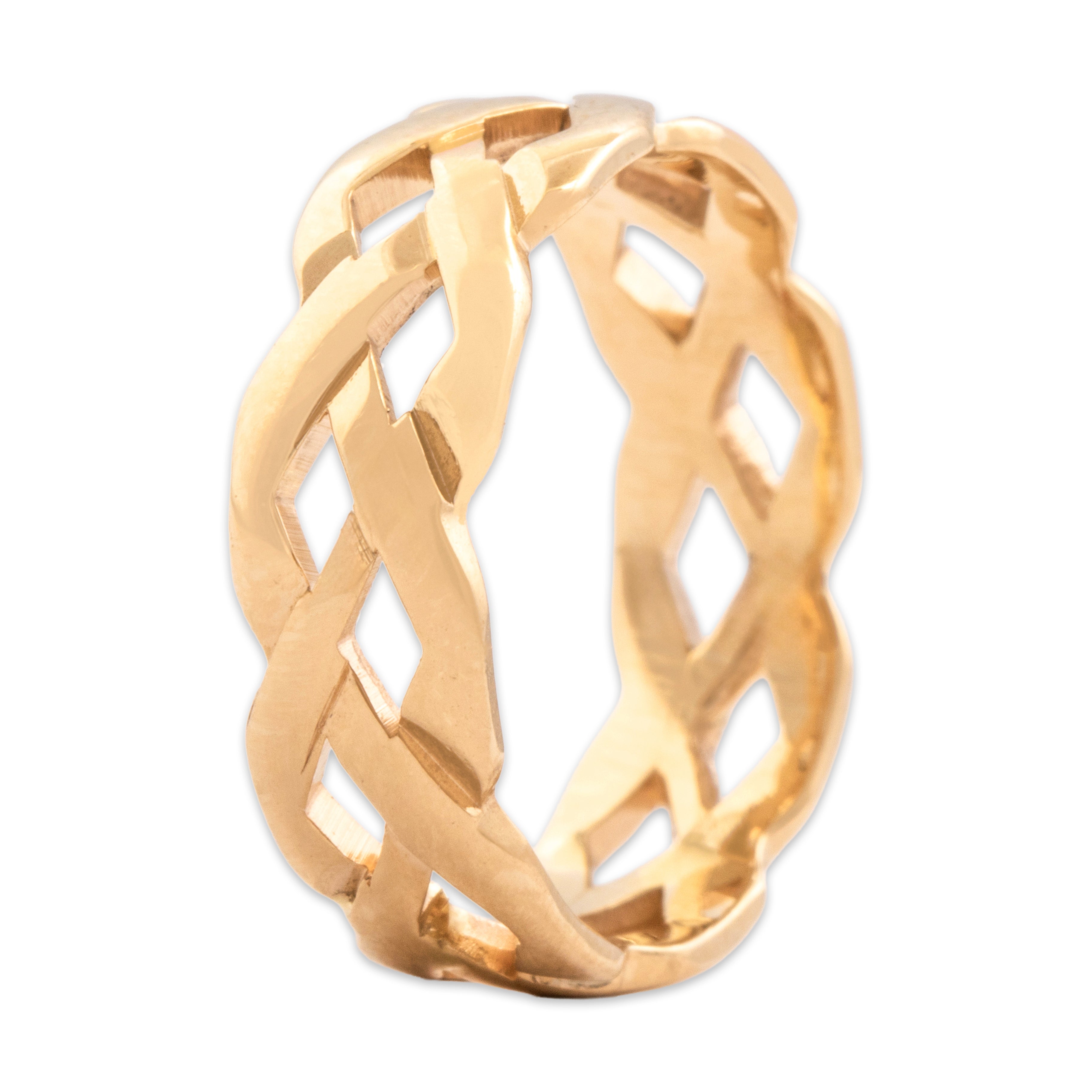 Vintage 14k Yellow Gold Celtic Woven Knot Eternity Band Ring - Overall view