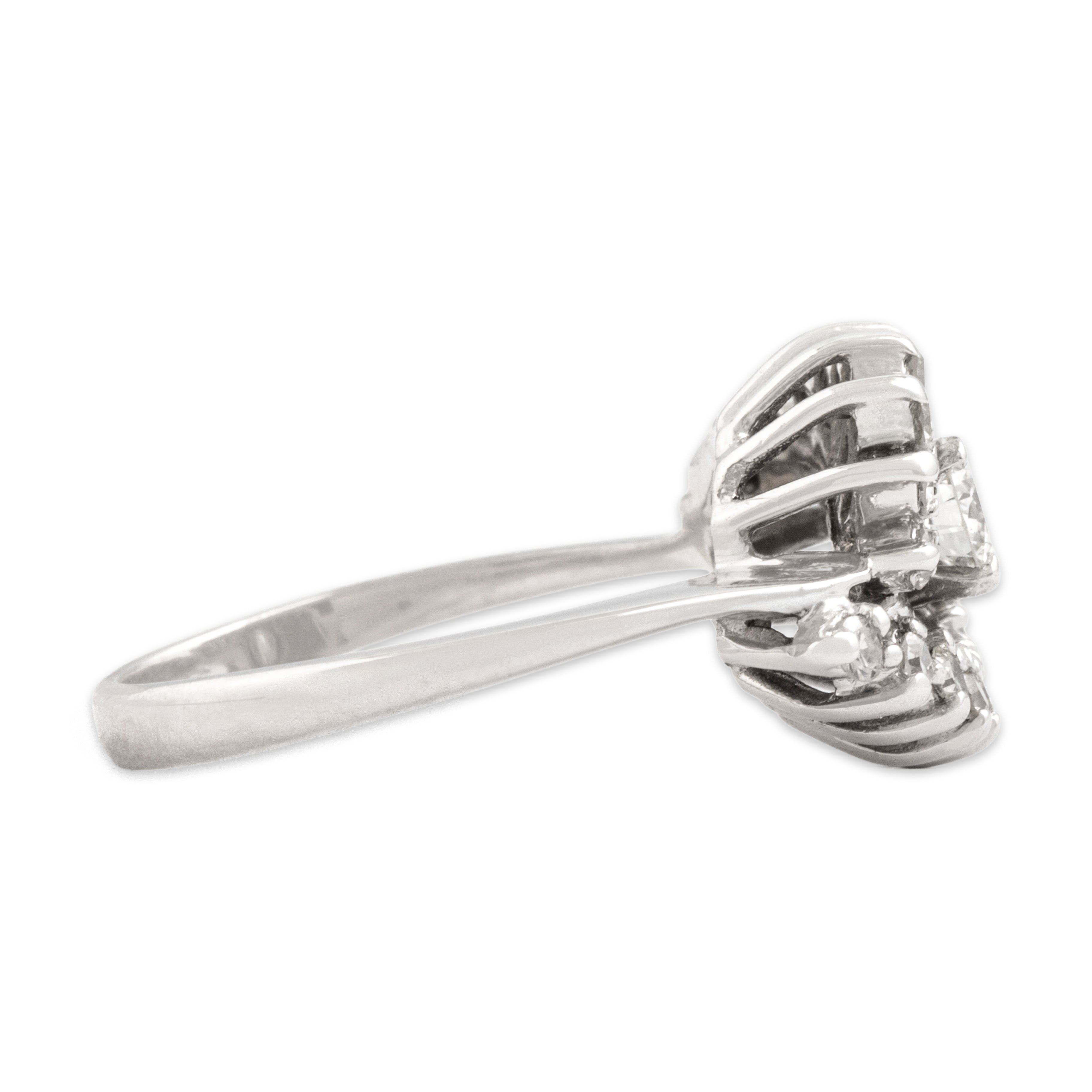 Vintage 14k White Gold Diamond Cosmic Burst Swish Ring - Side view