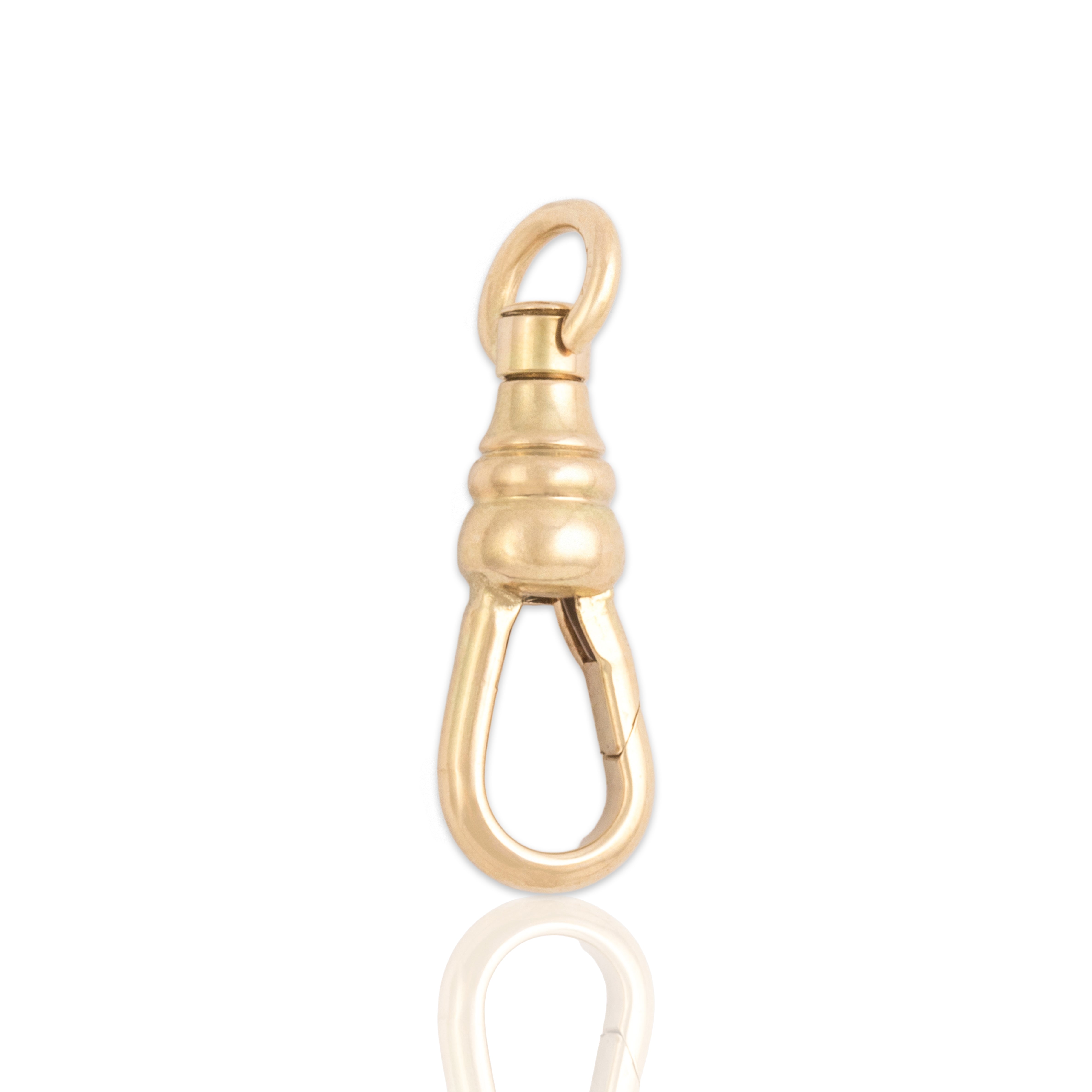 Vintage 14k Yellow Gold Mini Swivel Dog Clip Charm Holder Pendant - Close-up view