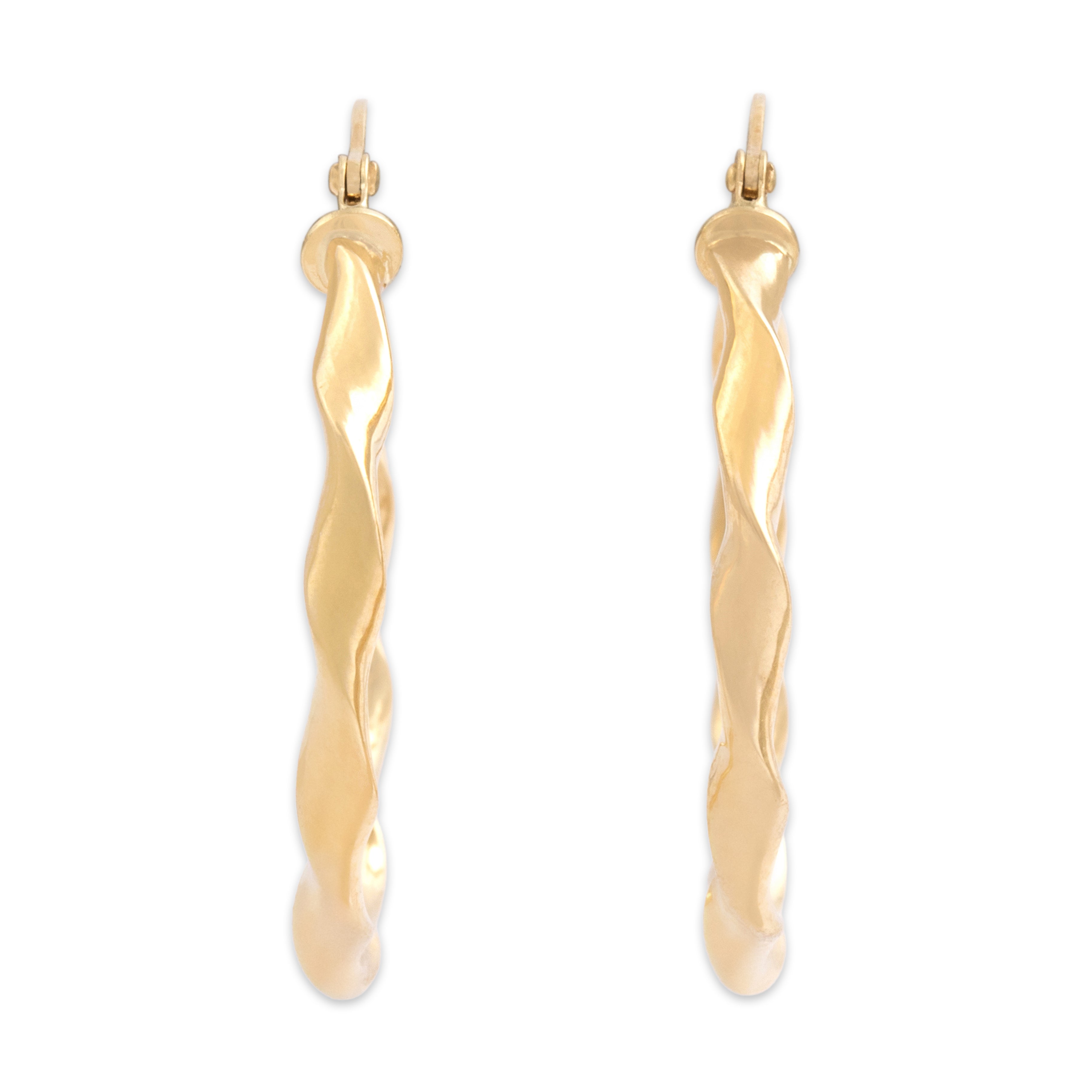Vintage 14k Yellow Gold Smooth Twist Hoop Earrings