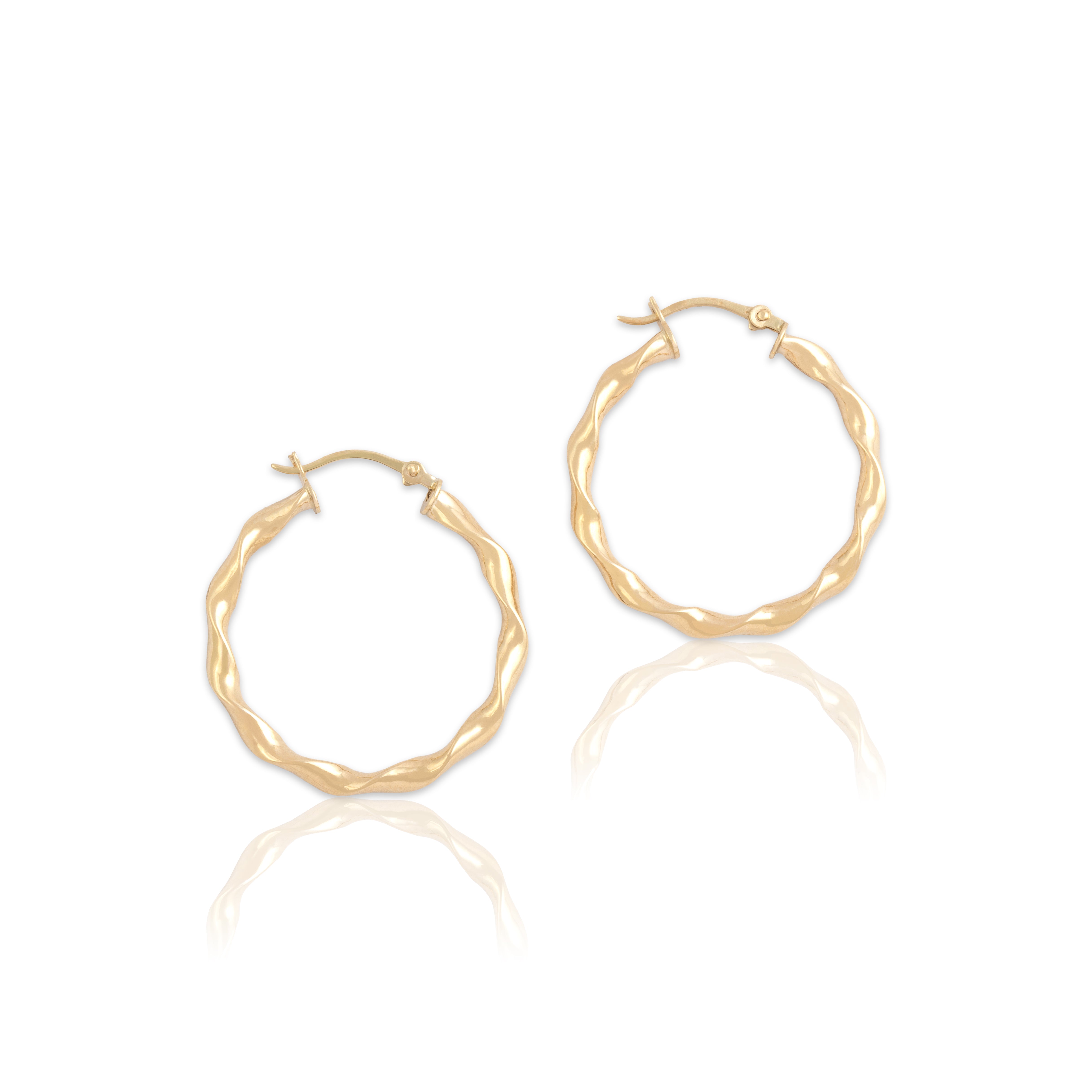 Vintage 14k Yellow Gold Smooth Twist Hoop Earrings