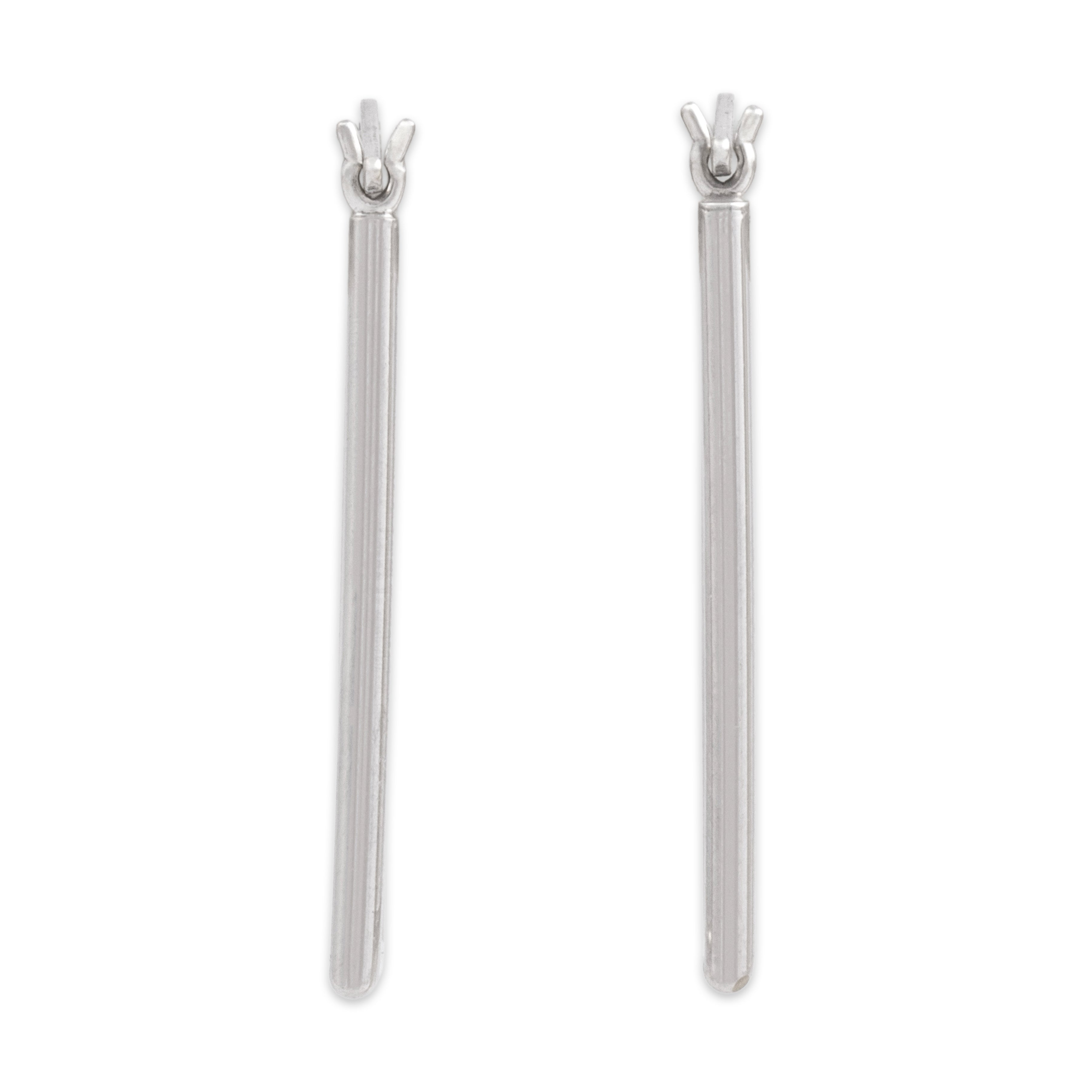 Vintage 14k White Gold Long Rectangle Hoop Earrings - Side view
