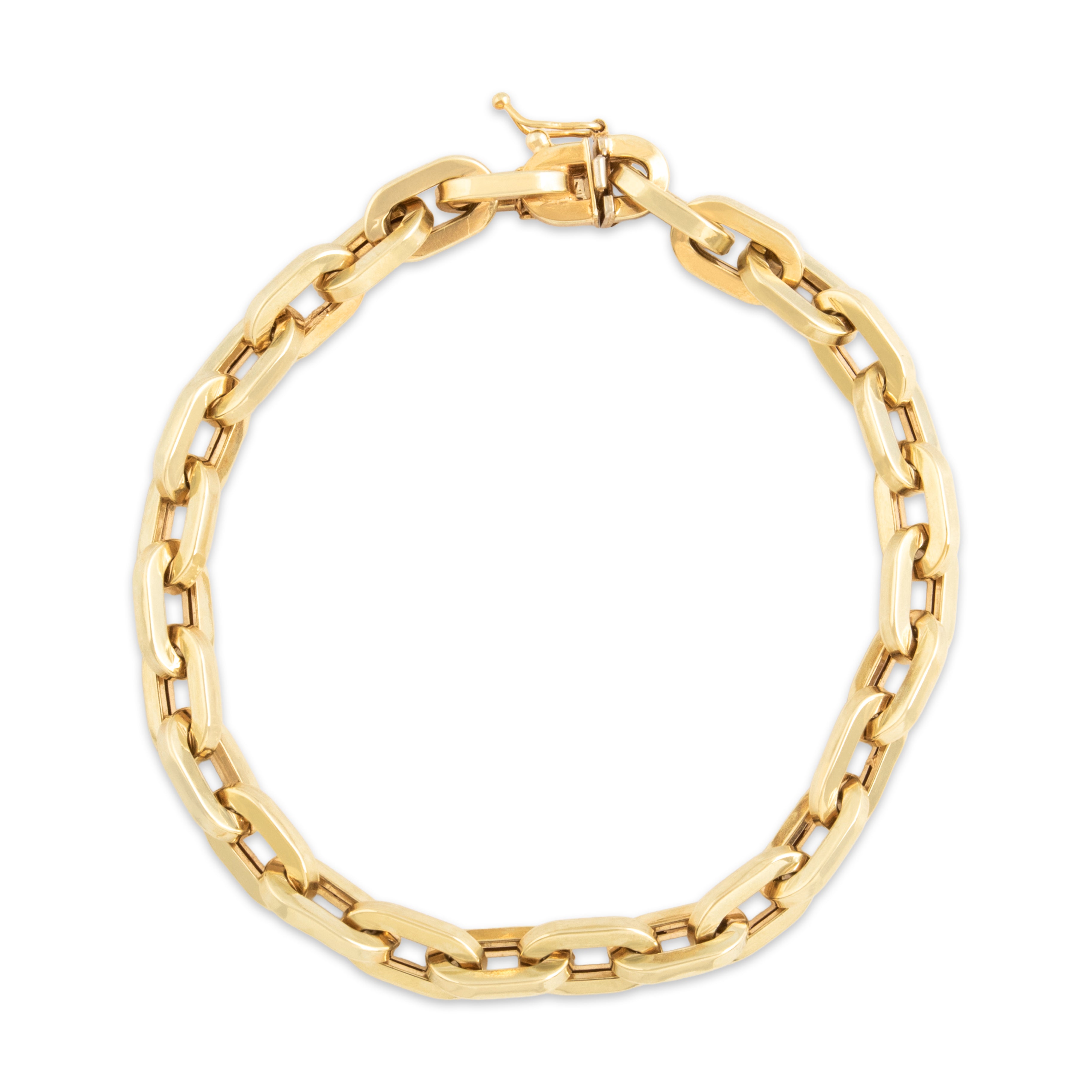 Vintage Italian 14k Yellow Gold Chunky Paperclip Bracelet - Close-up view