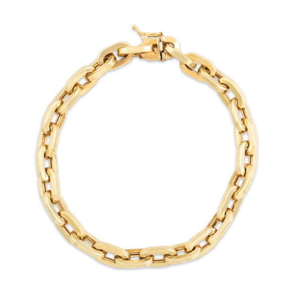 Vintage Italian 14k Yellow Gold Chunky Paperclip Bracelet 7.5