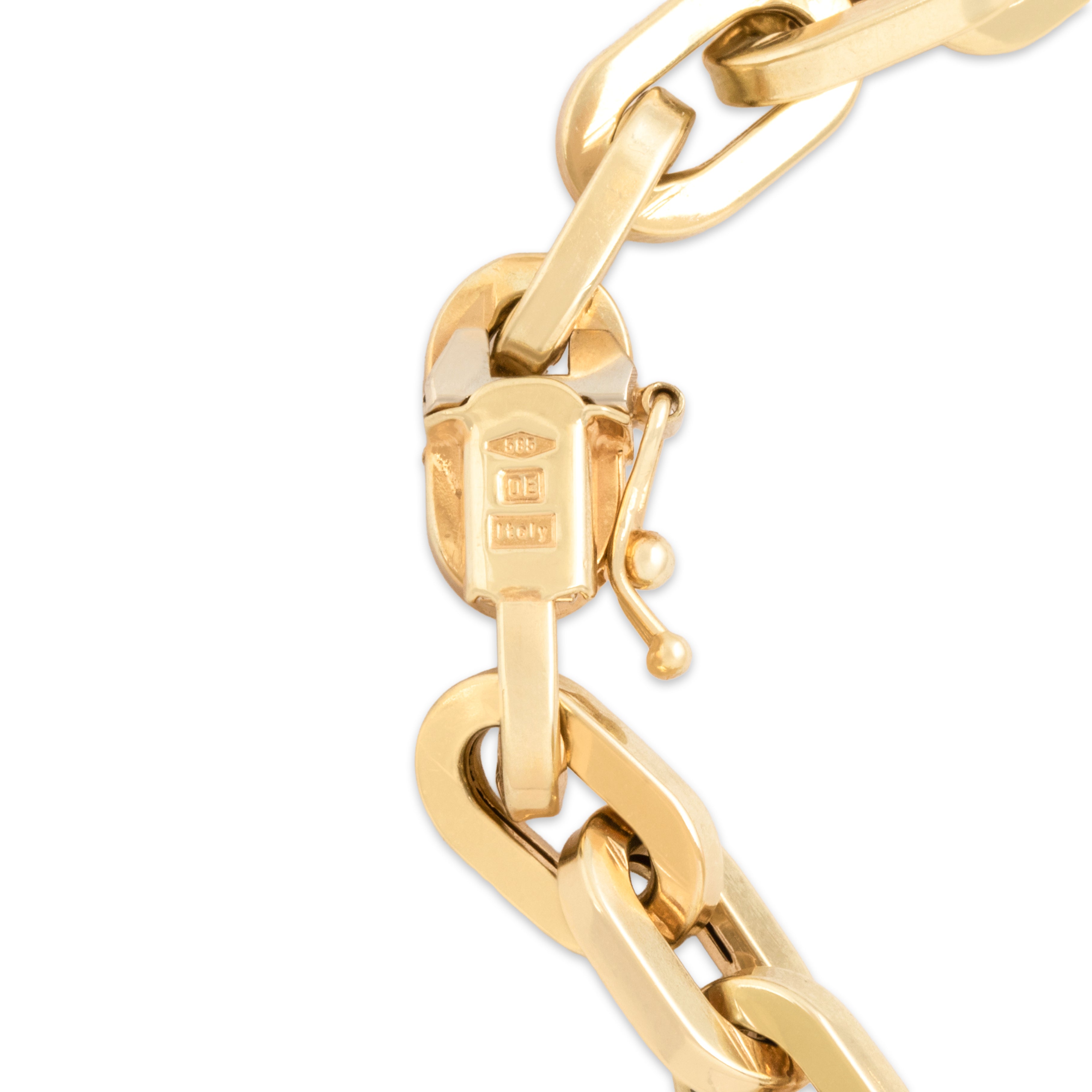 Vintage Italian 14k Yellow Gold Chunky Paperclip Bracelet - Hallmark view