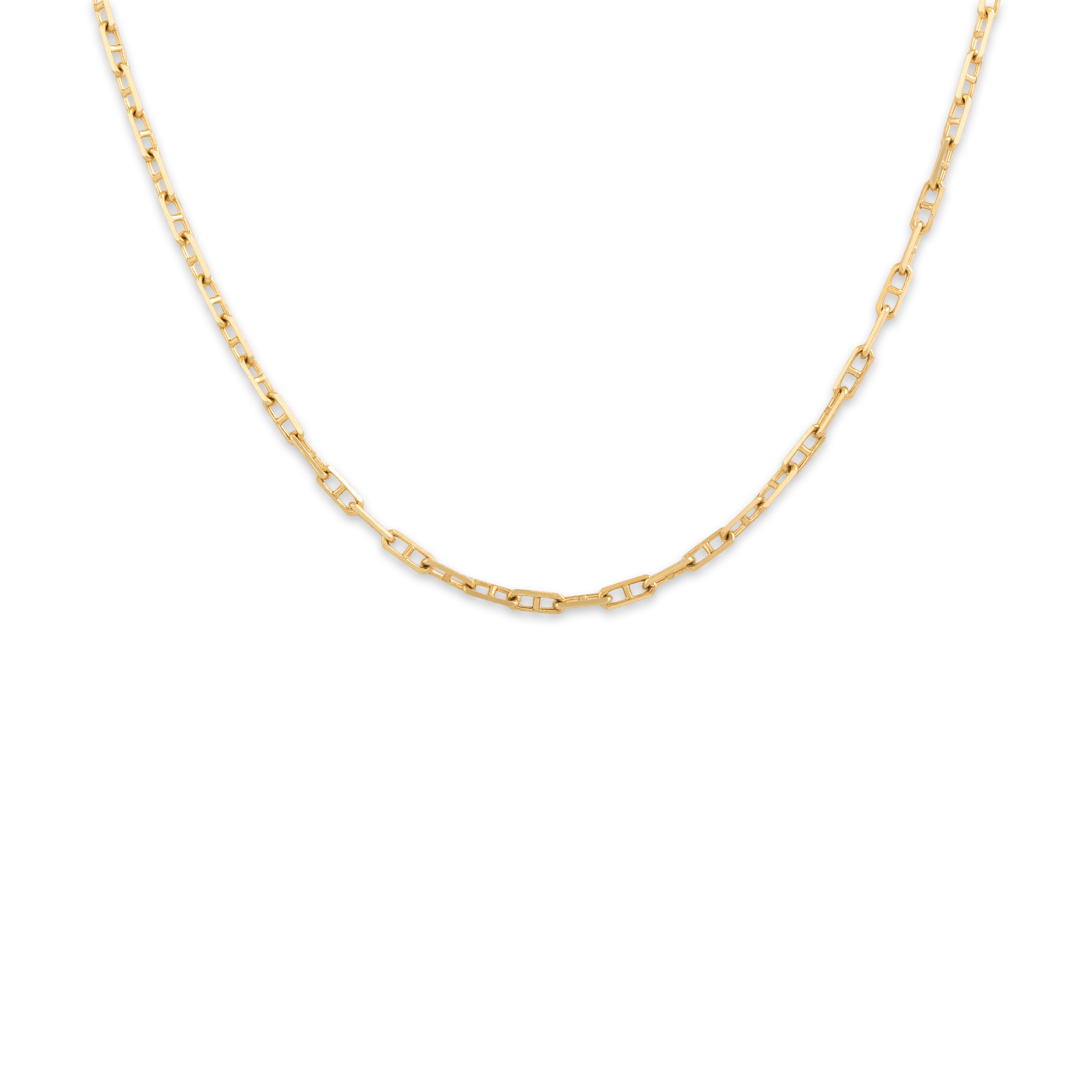 Vintage Italian 14k Yellow Gold 1.9mm Chic Square Mariner Link Chain - detail view #1