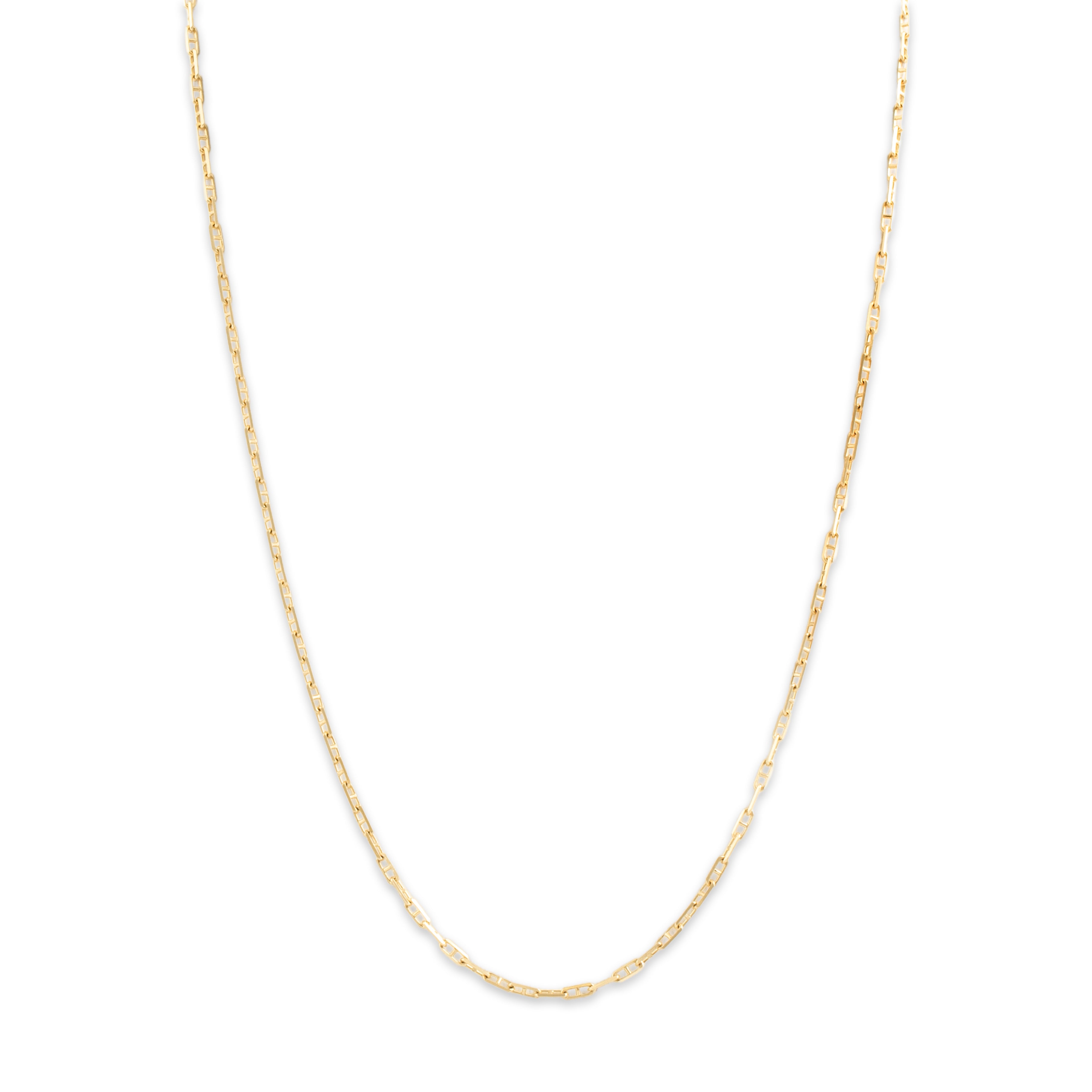 Vintage Italian 14k Yellow Gold 1.9mm Chic Square Mariner Link Chain - Close-up view