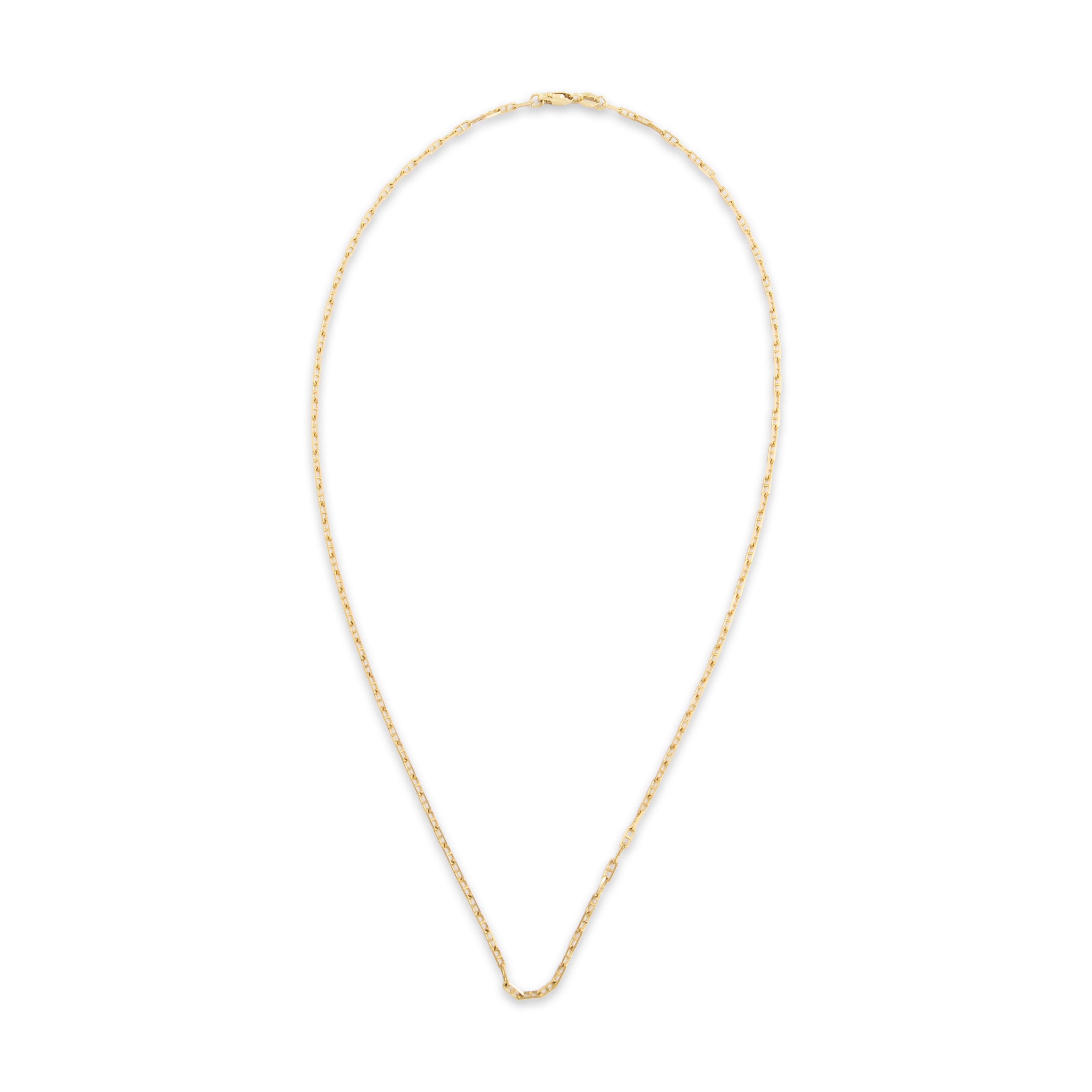 Vintage Italian 14k Yellow Gold 1.9mm Chic Square Mariner Link Chain - Overall view