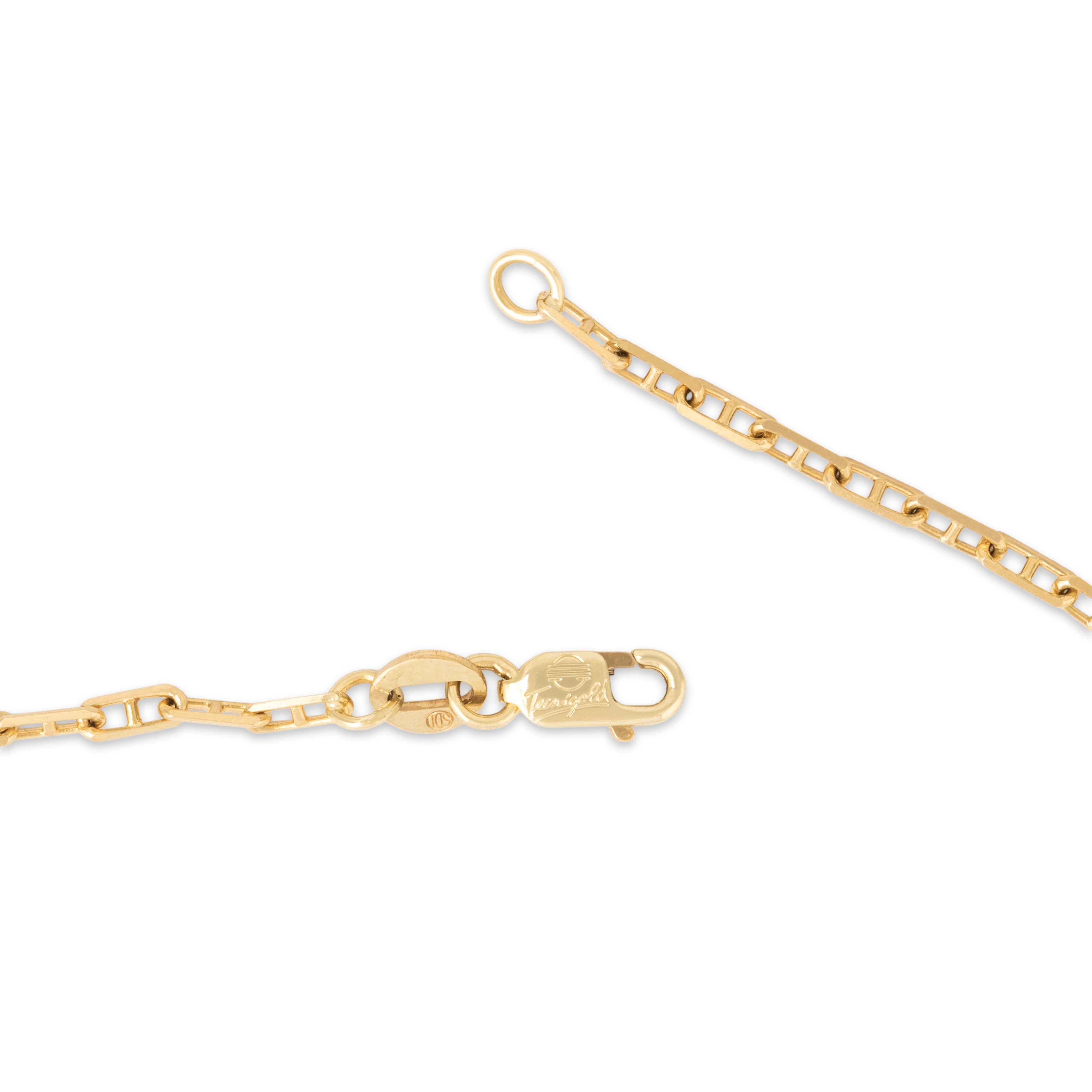 Vintage Italian 14k Yellow Gold 1.9mm Chic Square Mariner Link Chain - clasp view