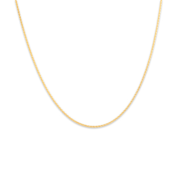 Vintage Lightweight 14k Yellow Gold 1mm Sparkling Wheat Chain - Close-up view