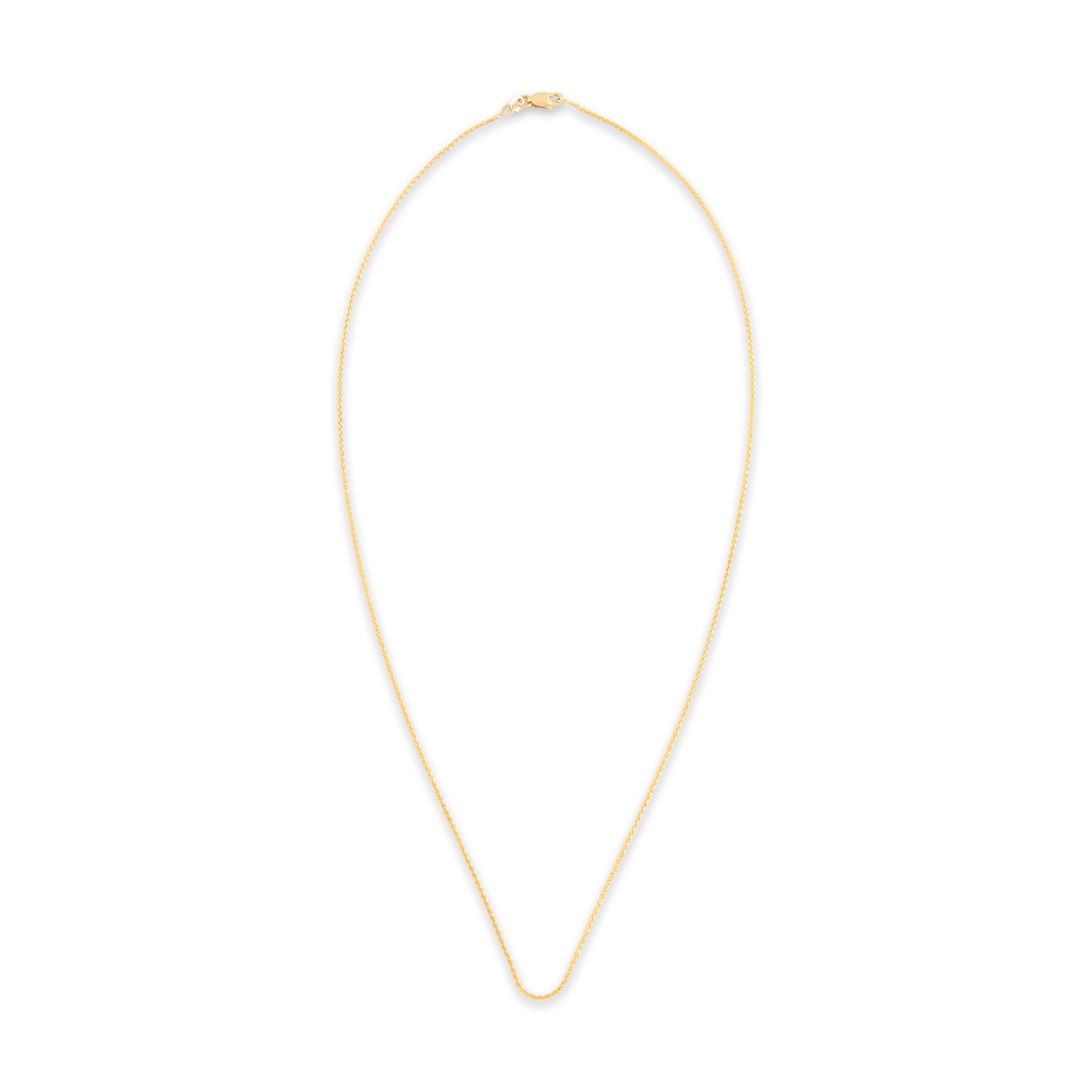 Vintage Lightweight 14k Yellow Gold 1mm Sparkling Wheat Chain - Overall view