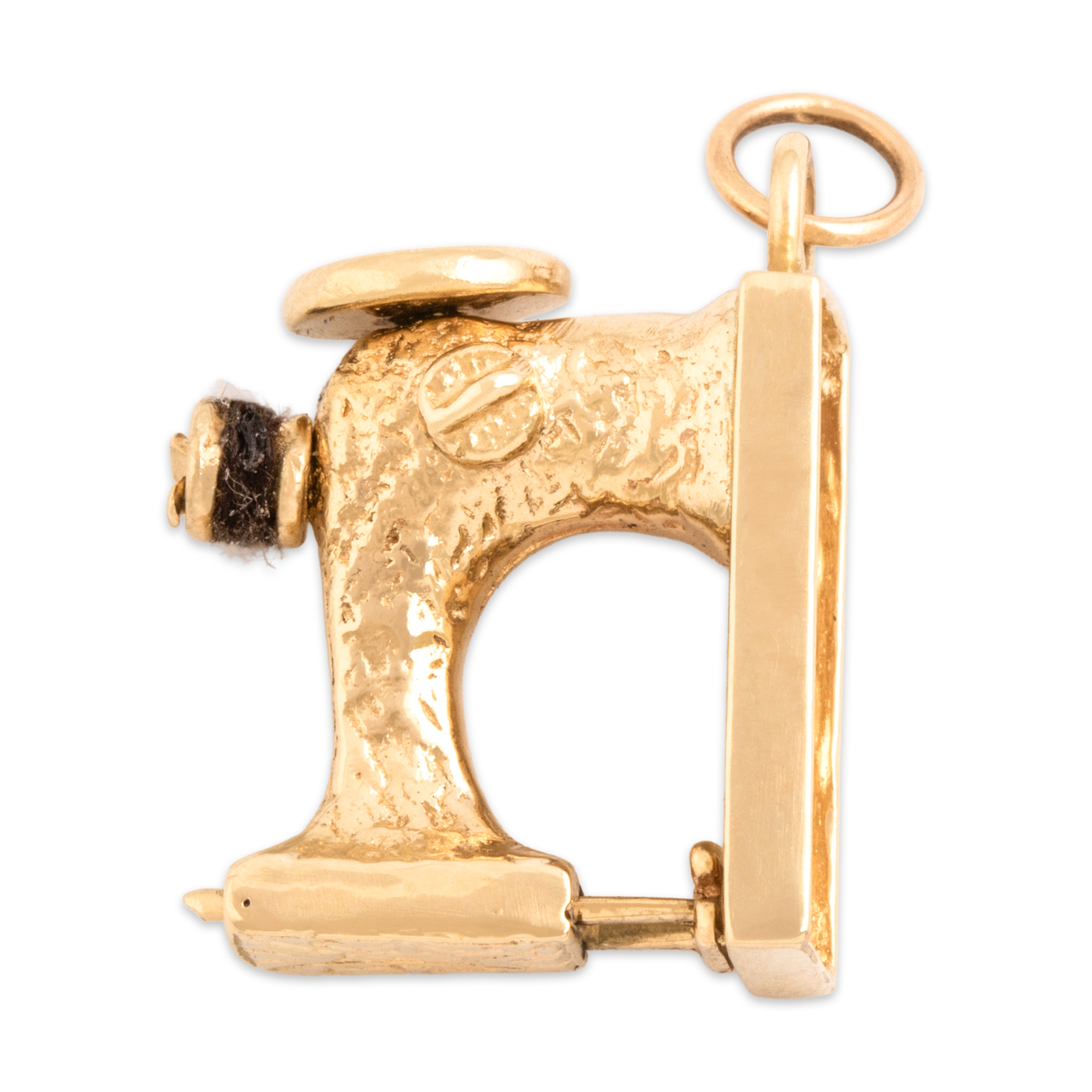 Vintage 14k Yellow Gold Incredible Articulating Sewing Machine Charm / Pendant - detail view #1