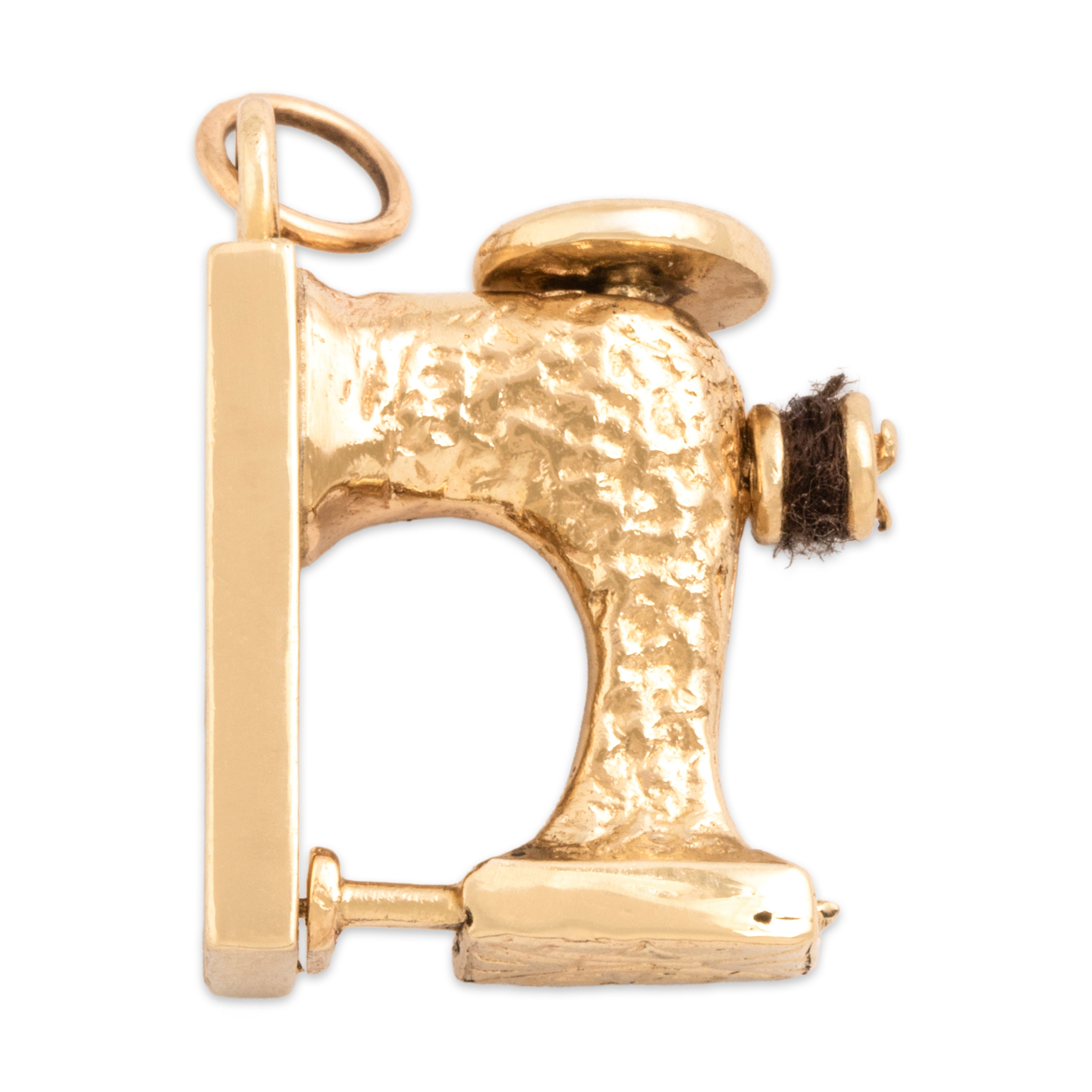 Vintage 14k Yellow Gold Incredible Articulating Sewing Machine Charm / Pendant - detail view #2