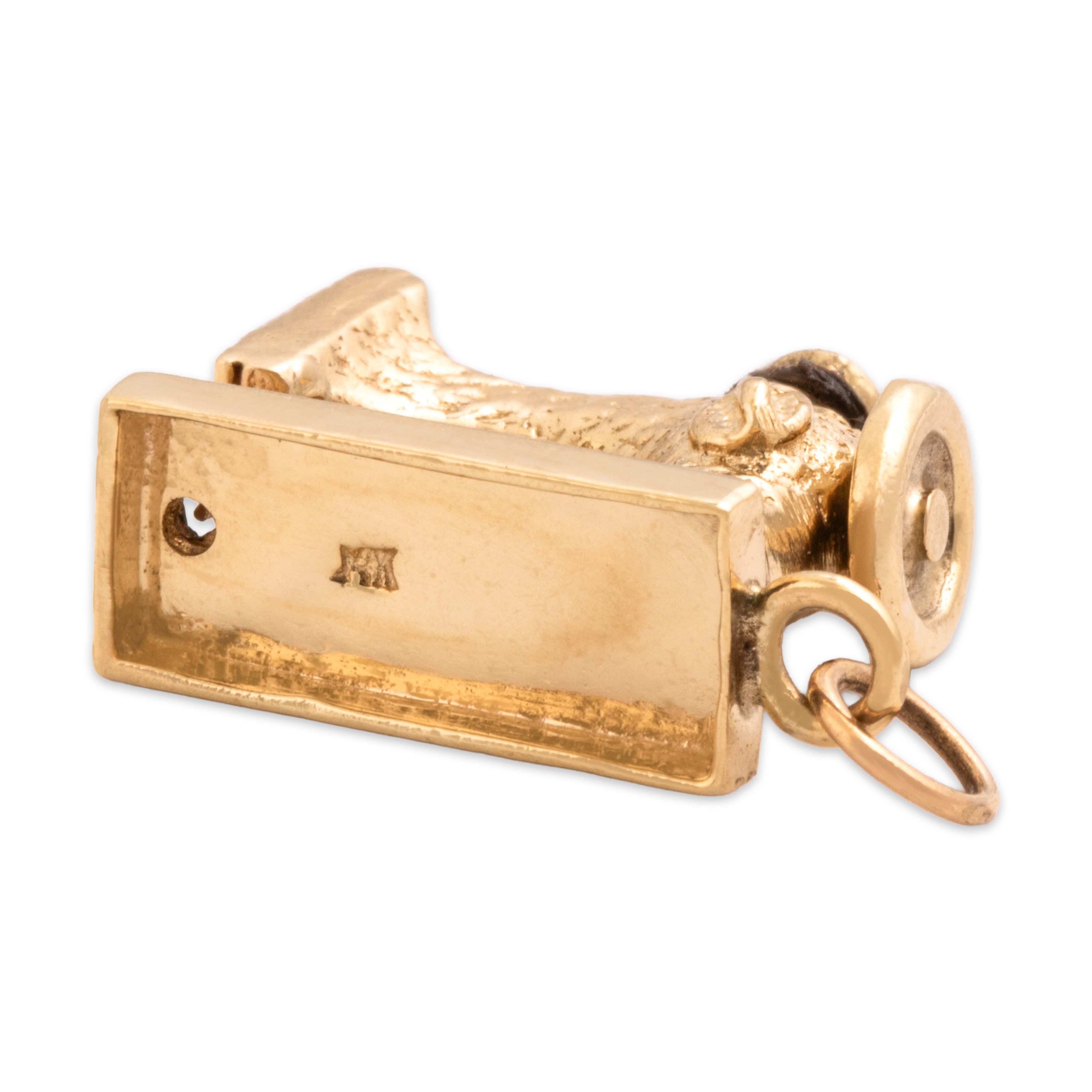 Vintage 14k Yellow Gold Incredible Articulating Sewing Machine Charm / Pendant - Hallmark view