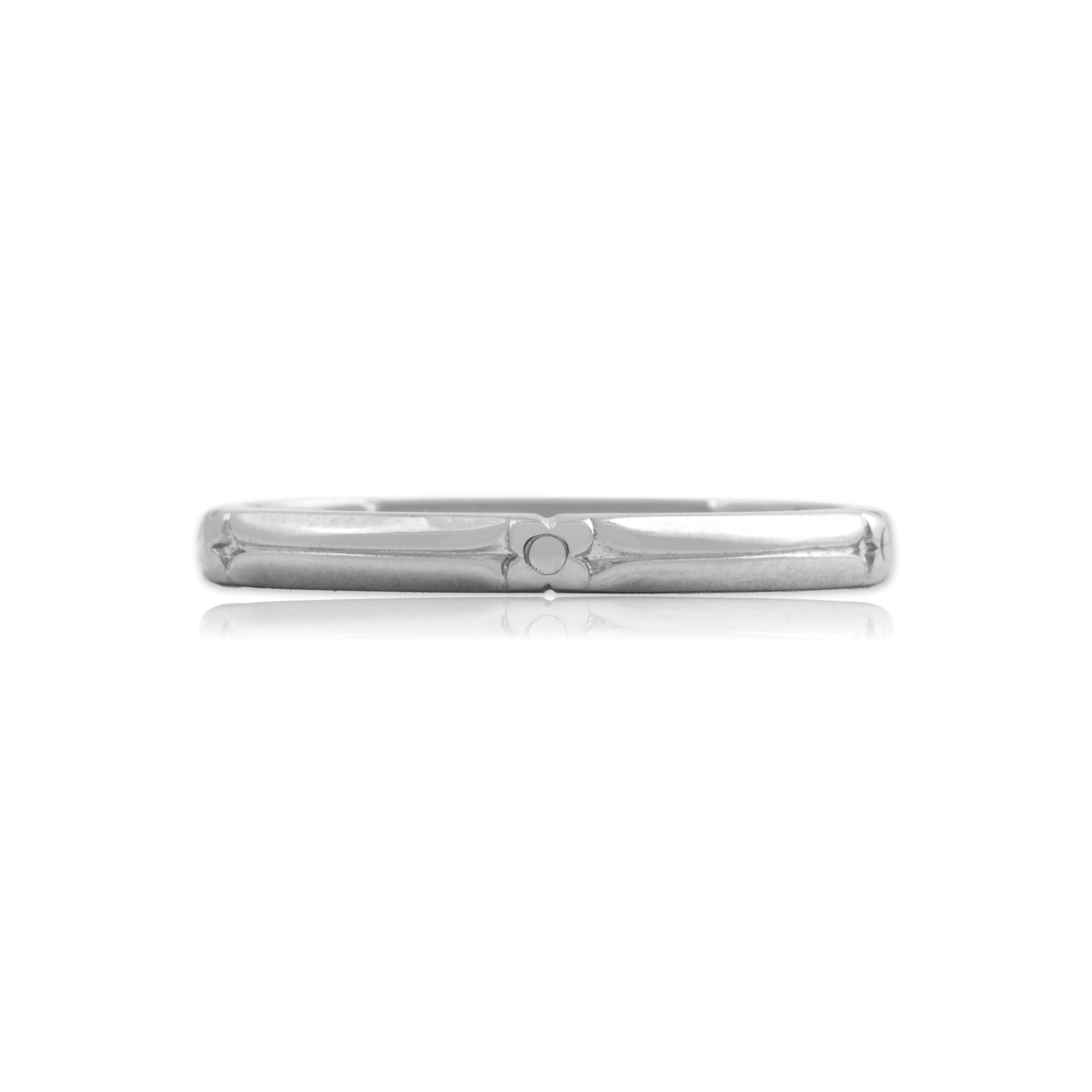 Vintage Art Deco 18k White Gold Orange Blossom Eternity Band Ring - Close-up view