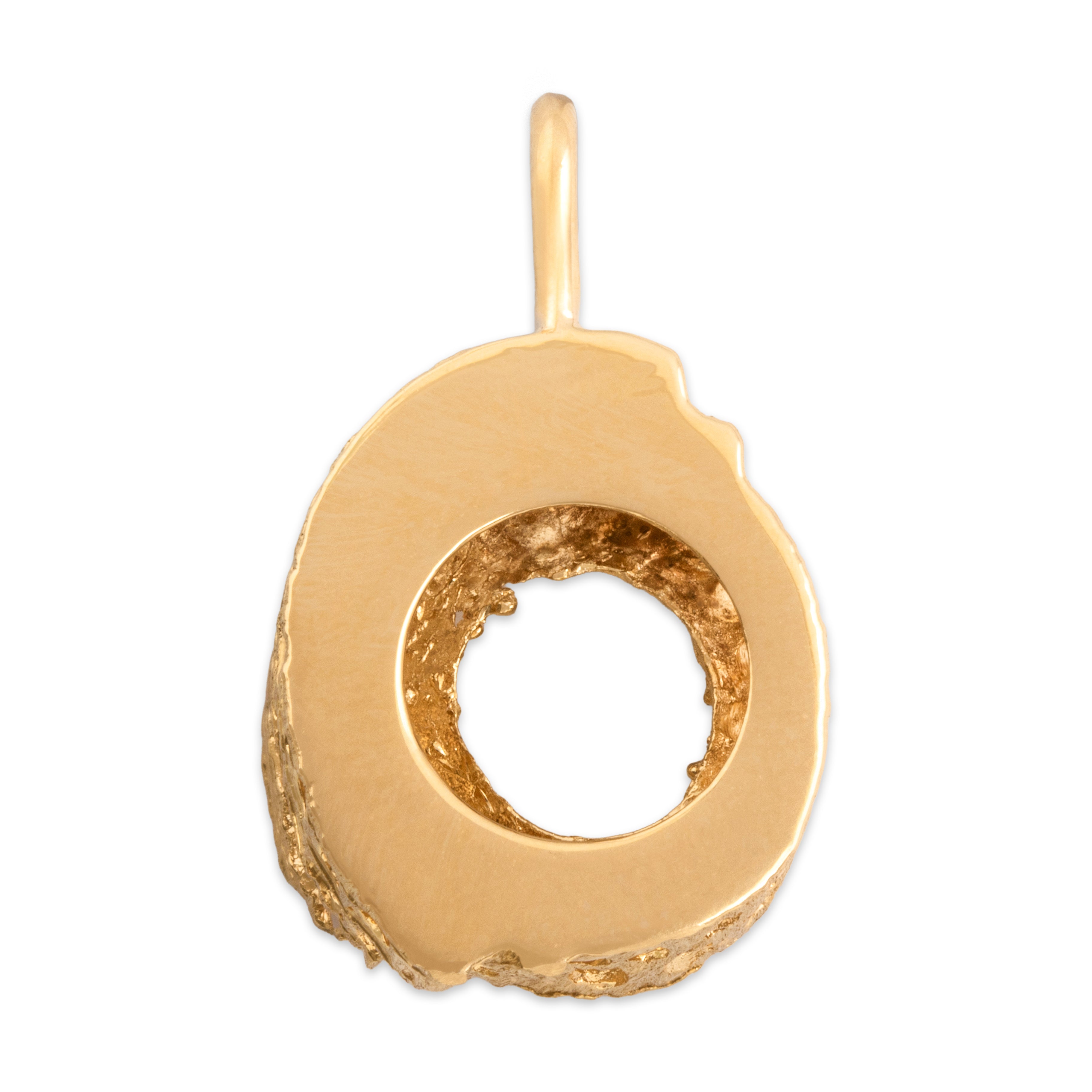 Vintage Heavy 18k Yellow Gold Textured Roman Colosseum Charm / Pendant - Back view