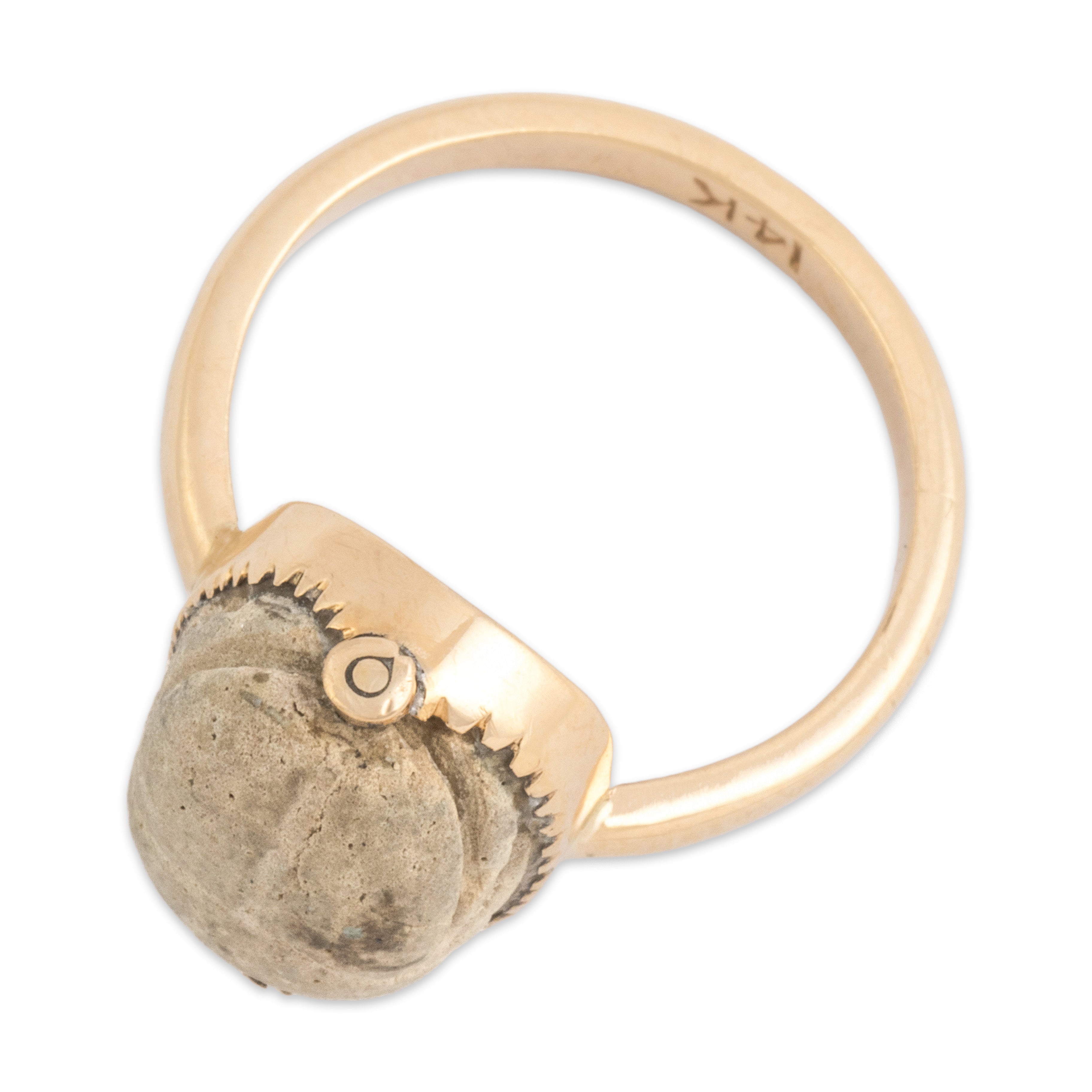 Antique Victorian 14k Rosy Yellow Gold Brown Steatite Egyptian Scarab Ring 5.75