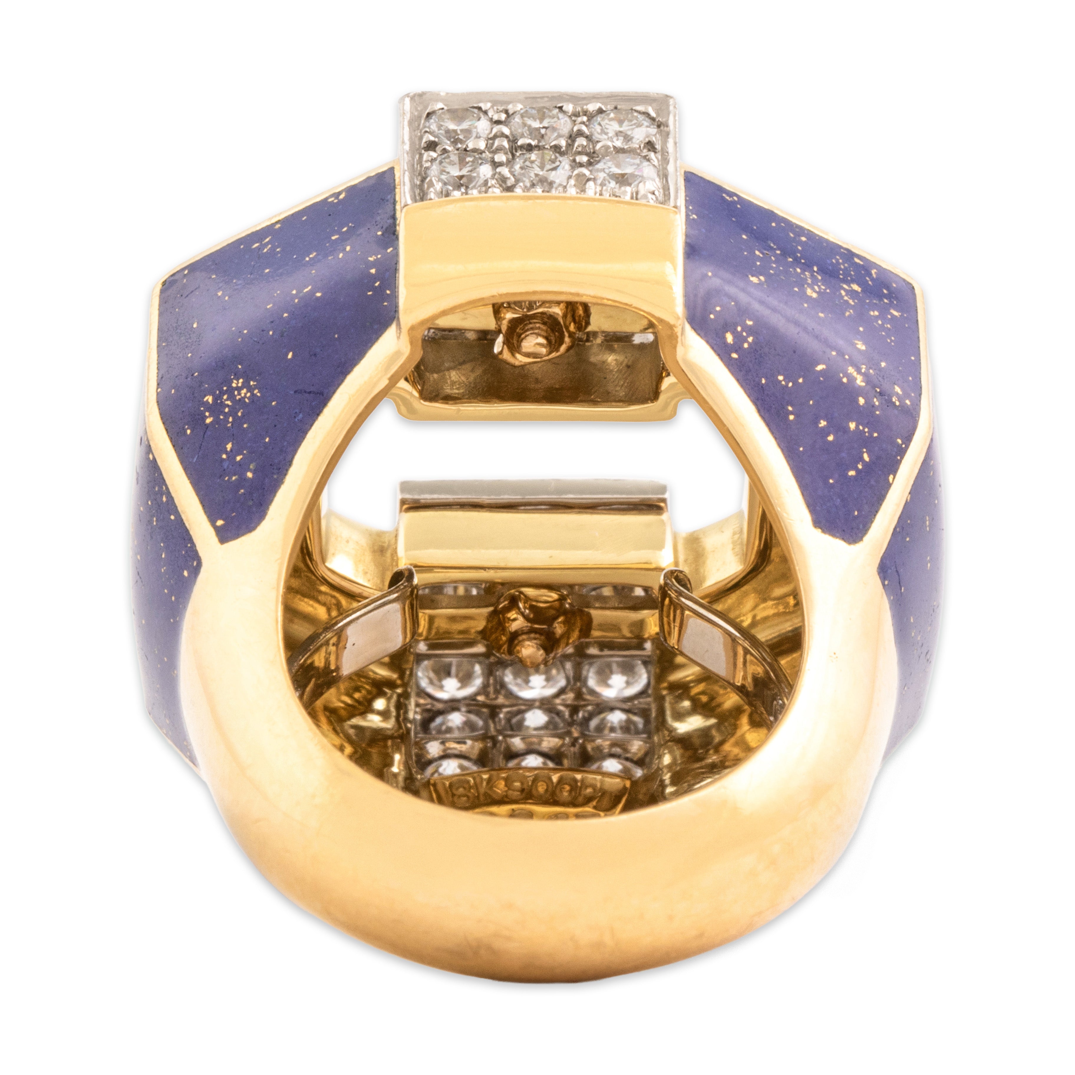 Vintage David Webb 18k Yellow Gold & Platinum 2.09cttw Diamond Speckled Enamel Ring 6.50