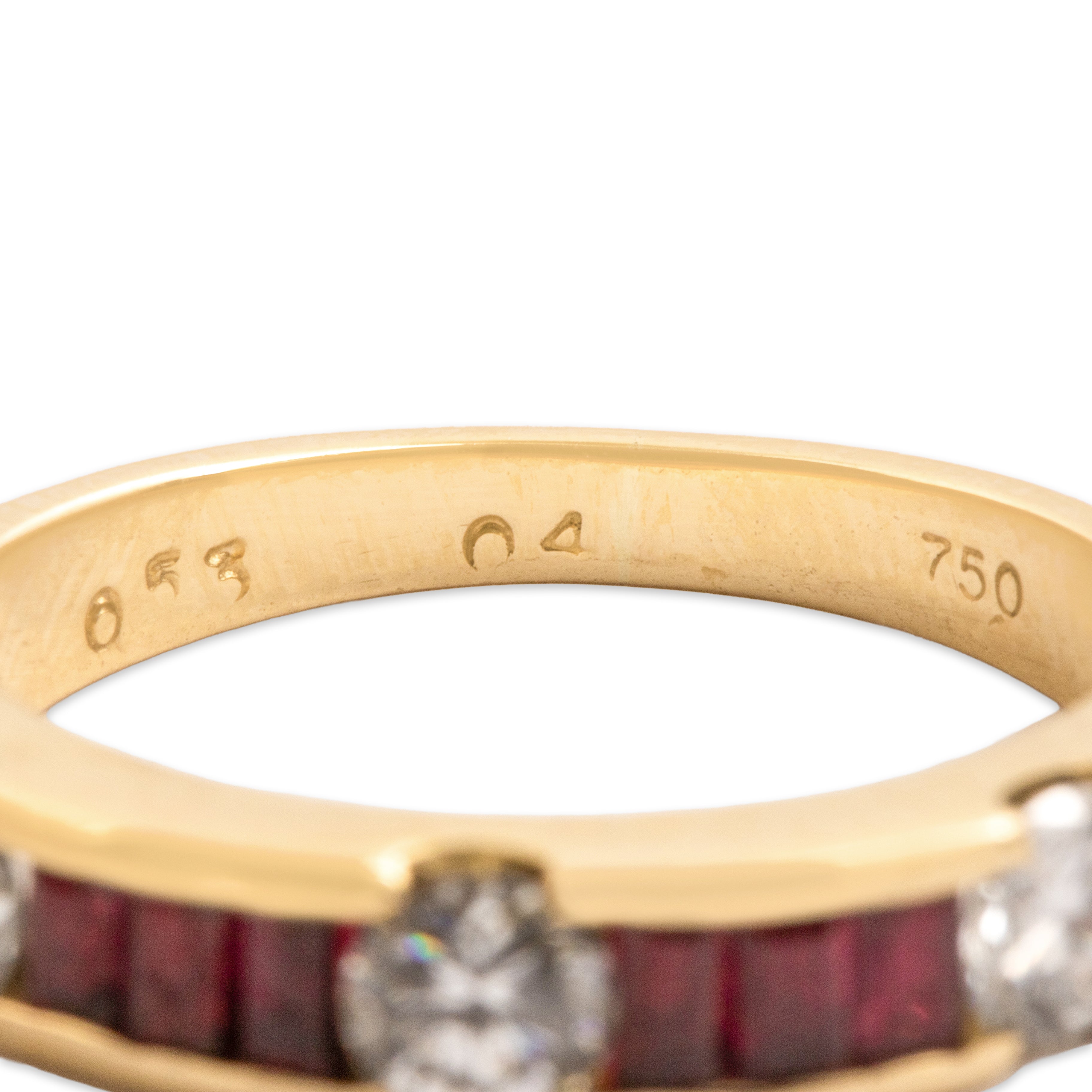 Vintage 18k Yellow Gold [Custom Carat] Fantastic Channel Band Ring - Hallmark view