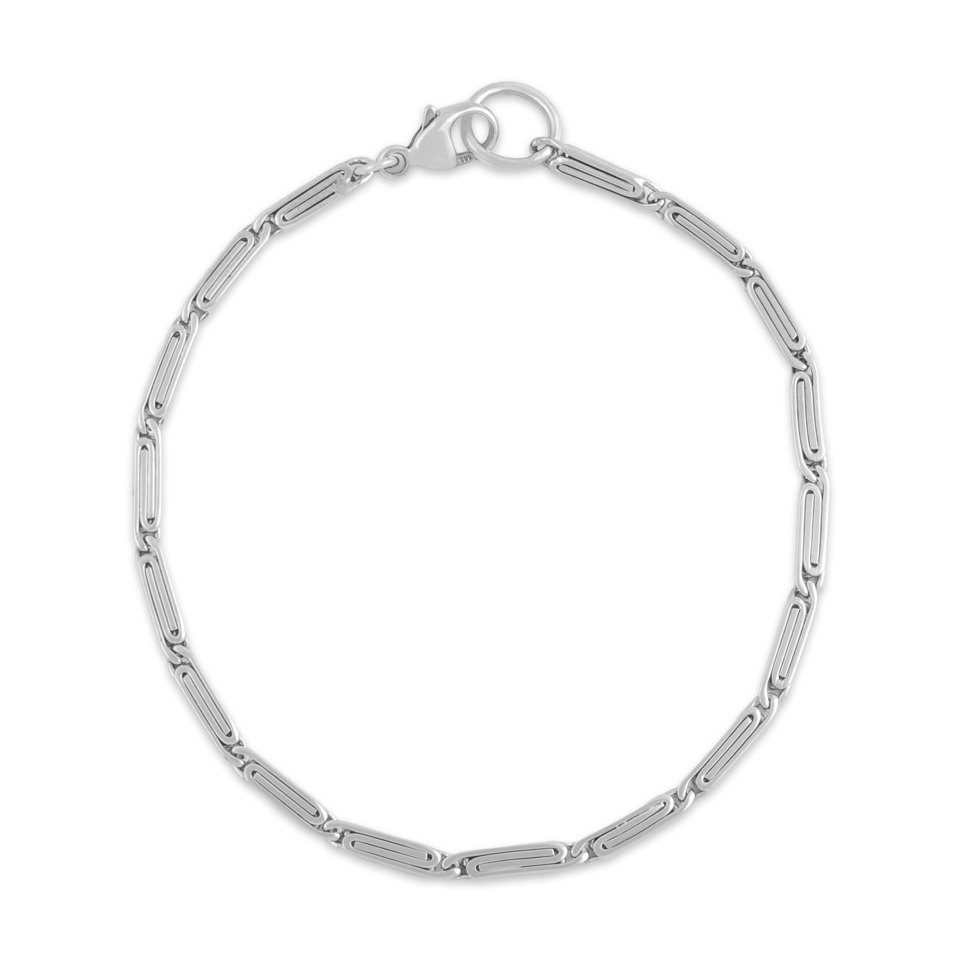 Antique Art Deco 14k White Gold Interlocking Snail Link Bracelet - Close-up view