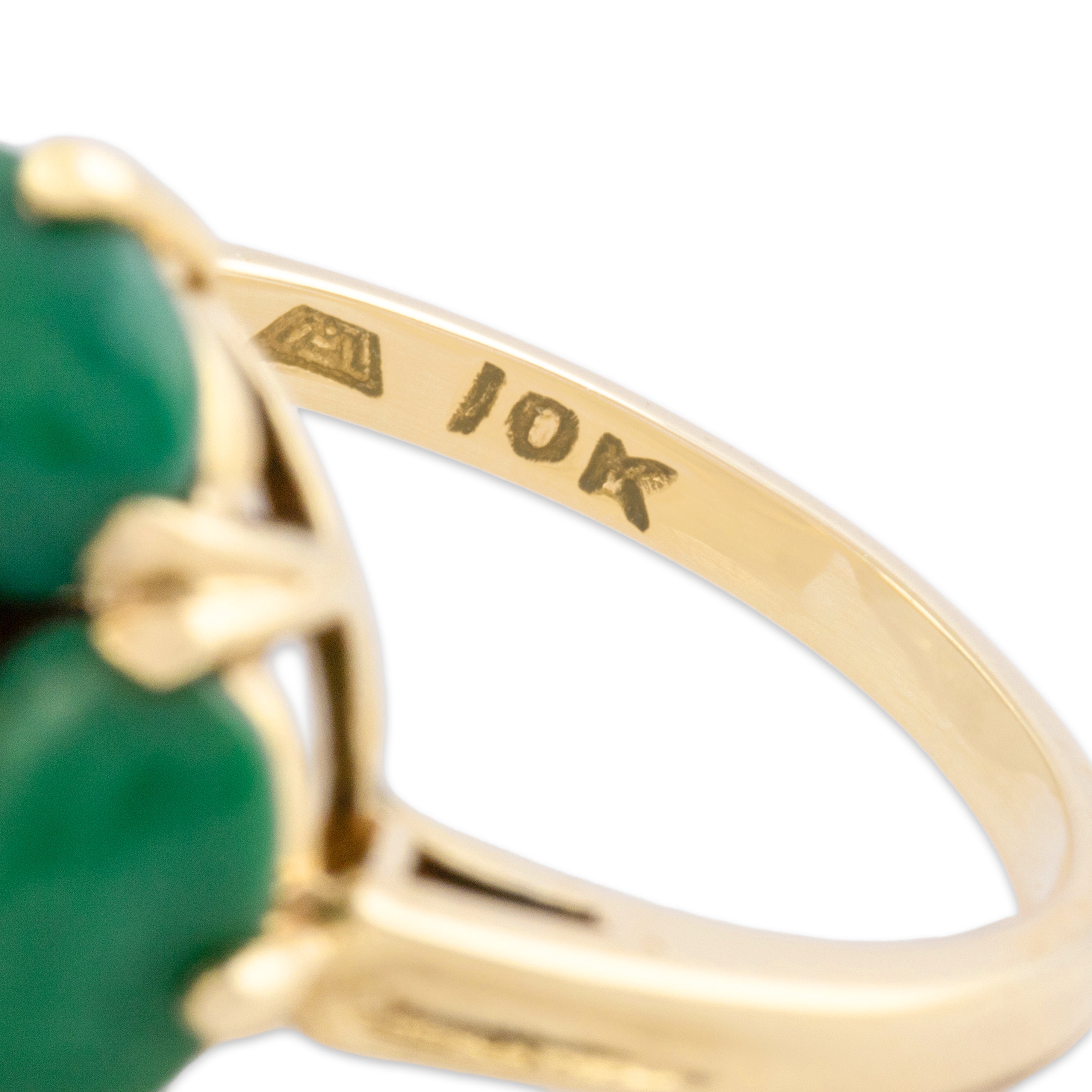 Vintage 10k Yellow Gold 2.23cttw Green Turquoise Cabochon Quatrefoil Ring 4.00