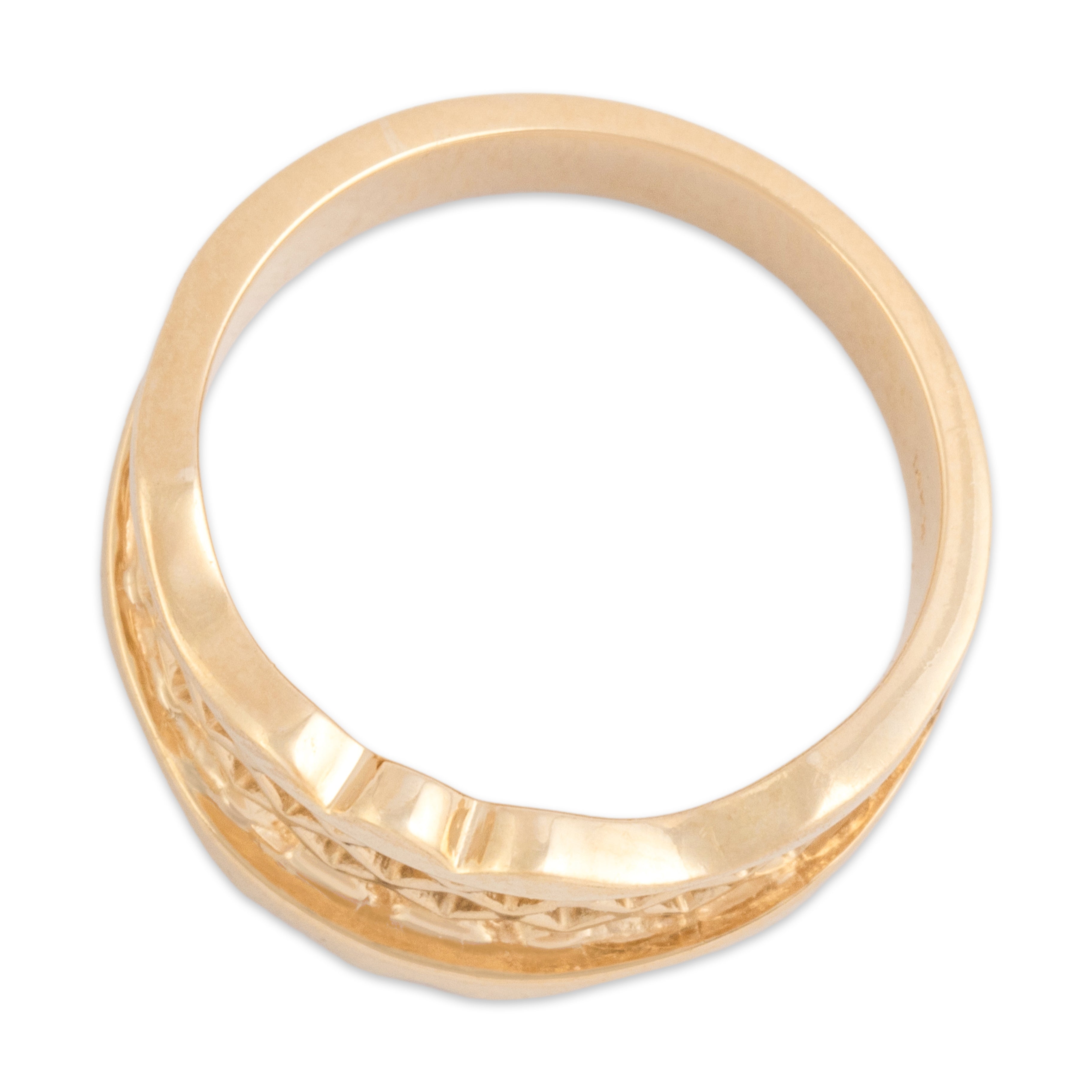Vintage 14k Yellow Gold Wide Latticework Band Ring - Overall view