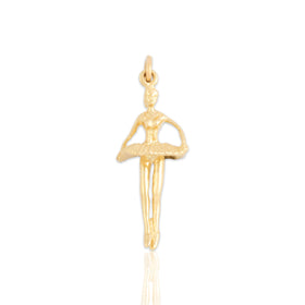 Vintage 14k Yellow Gold Figural Twirling Ballerina En Pointe Charm / Pendant